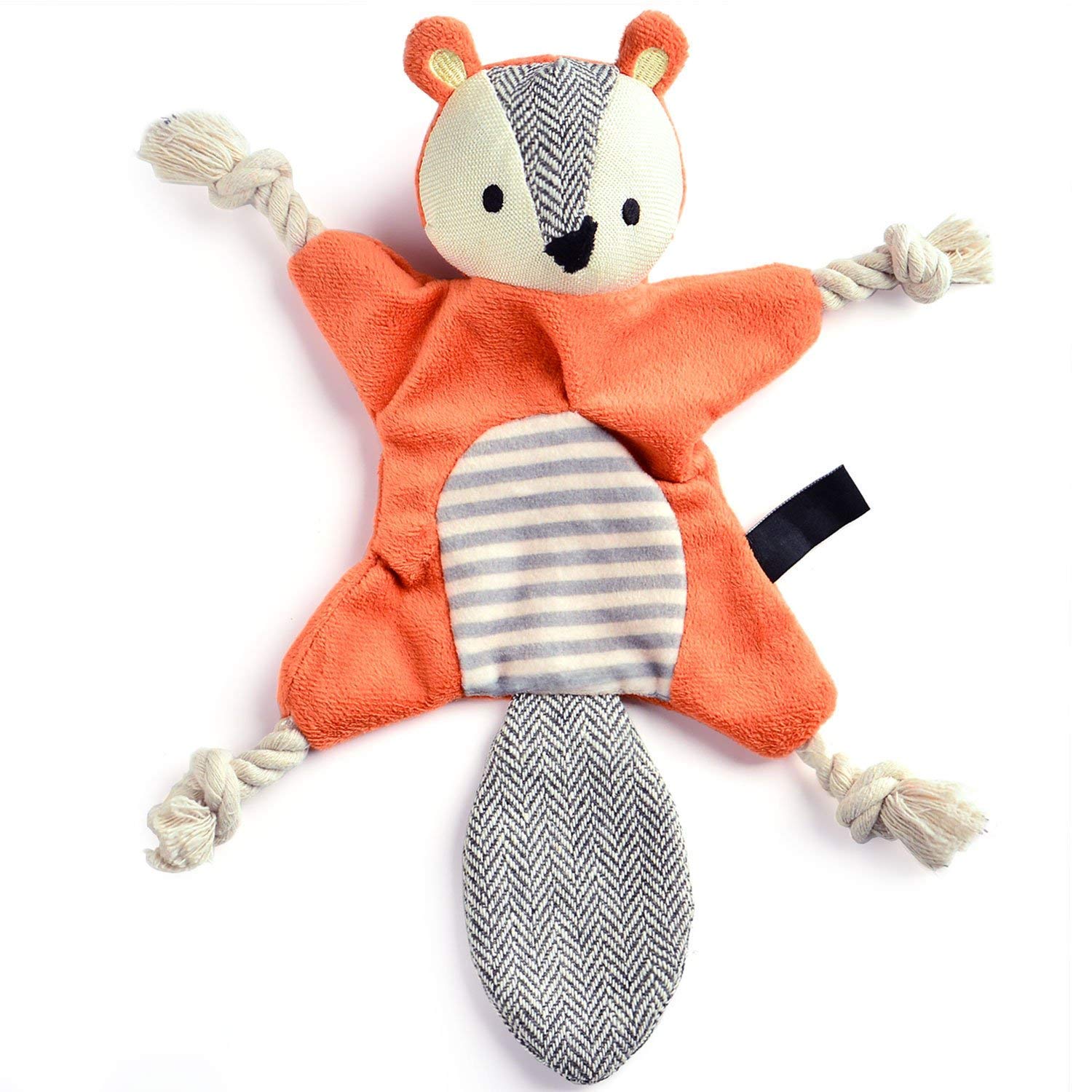 Vitscan Squirrel Plush Toy, Stuffless Dog Chew Toy With Rope Knots, Crinkle Squeaky Toy For Small Dogs