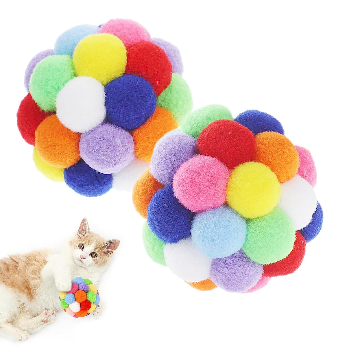 Thxutm Cat Toy Balls 9Pcs - 1.75'' Plush Washable Balls For Kittens | Ultra-Soft Chew Toys, Noiseless Interactive Play, Durable 