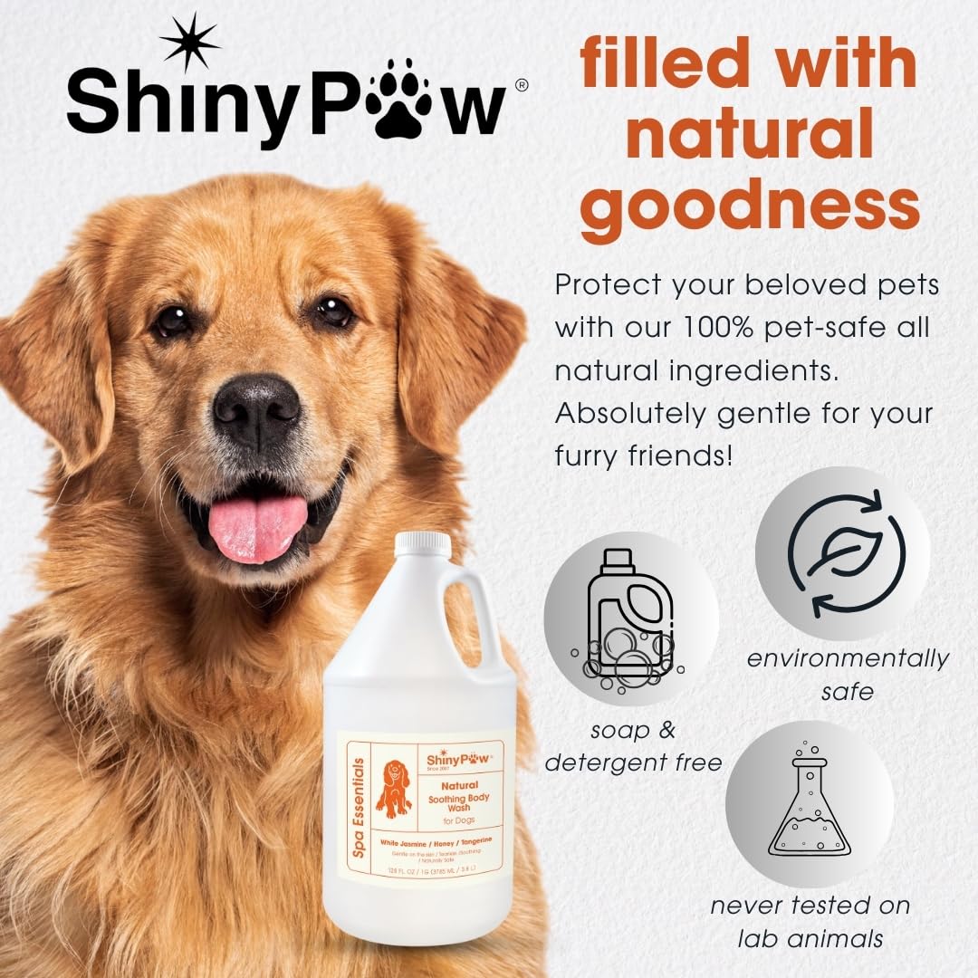 Jasmine & Honey Spa Body Wash for Dogs by Shiny Paw 1 Gallon (128 oz) | Dog Itchy Skin Relief & Aging Coat | Hypoallergenic Dog