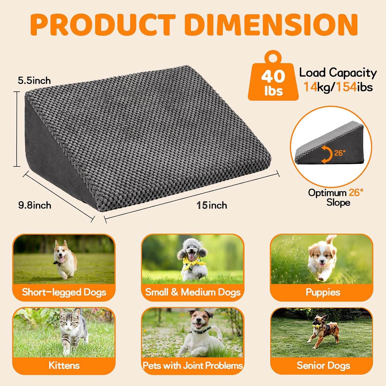 Update 40D Dog Ramps/Stairs For Stairs, Foam Pet Ramp Stairs For Any Staircase, Non-Slip Dog Pet Steps For Small Dogs, Stair Ram