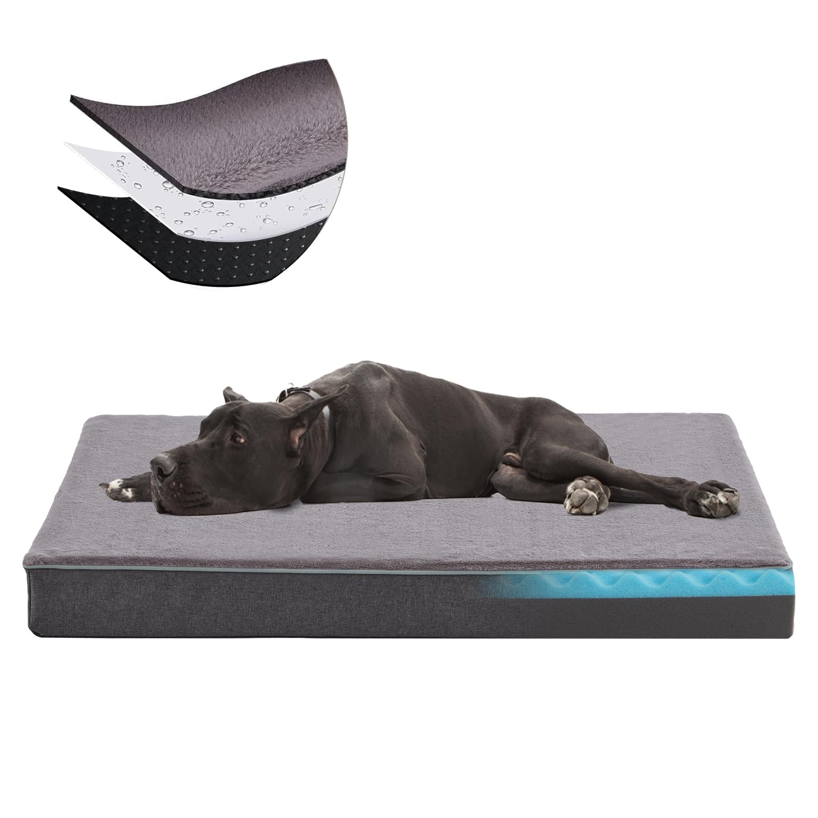 Urgvanz Pet Orthopedic Memory Foam Dog Bed,Cooling Dog Beds For Extra Large Dogs, Washable Pet Beds For Crate With Faux Fur Cove