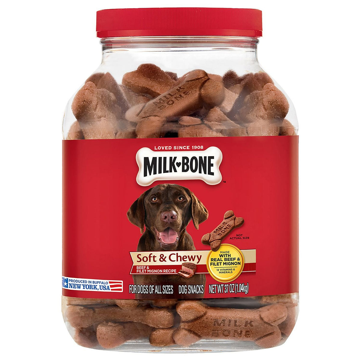 Milk Bone Soft & Chewy Dog Snacks- 2 Pack- (37Oz Each) (Beef & Filet Mignon)