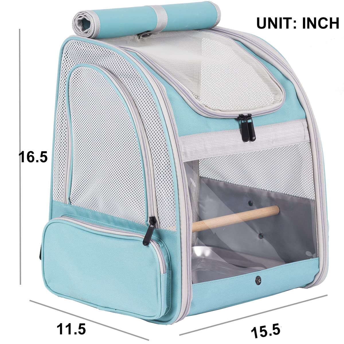 Orizzp Bird Backpack Carrier With Stand Perch, Bird Travel Backpack For Hiking, Airline Approved Green Bird Backpack