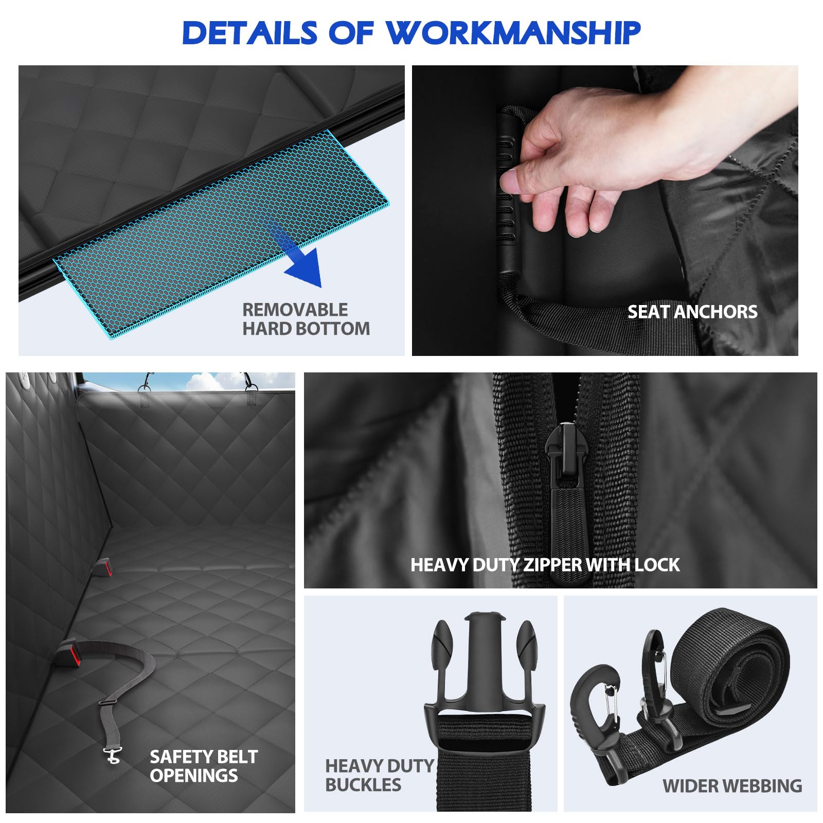 XL Truck Back Seat Extender for Dogs Hard Bottom, Dog Seat Cover for Back Seat Waterproof, Dog Hammock for Truck Full Size, Pet