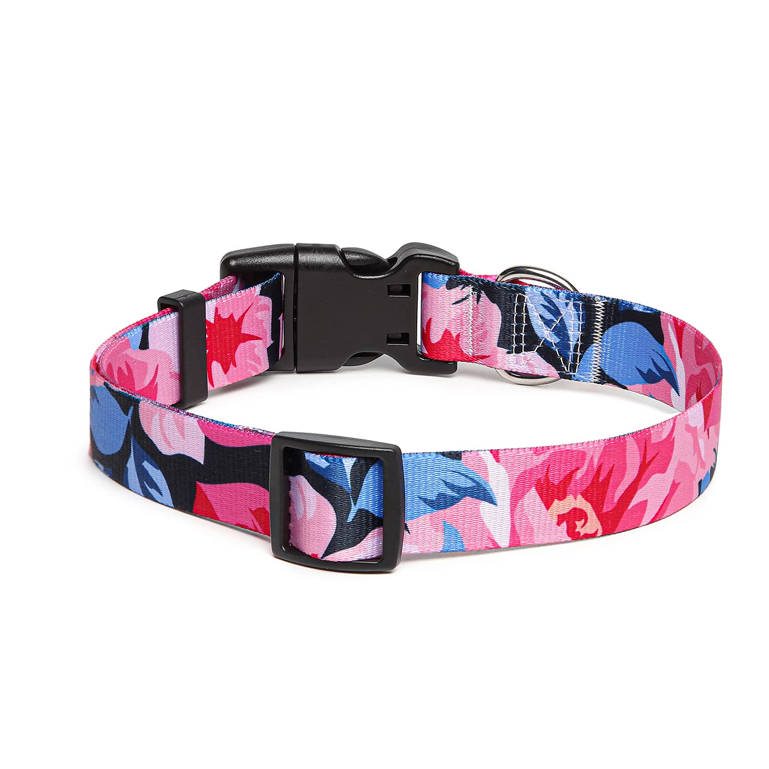 Suredoo Adjustable Dog Collar With Patterns, Ultra Comfy Soft Nylon Breathable Pet Collar For Small Medium Large Dogs (S, Pink Flower)