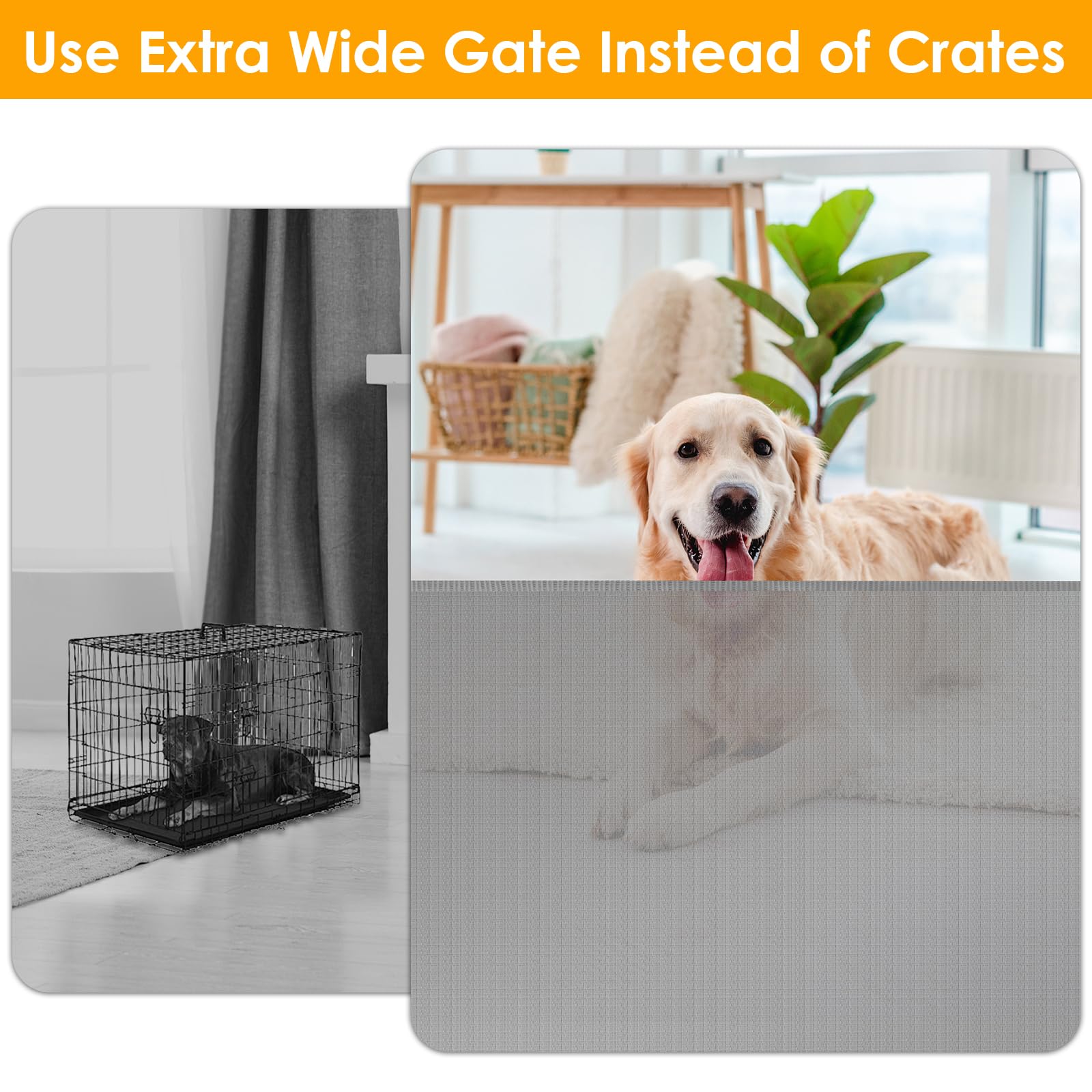 180 Inch Extra Wide Baby Gates for Large Openings Extra Long Retractable Dog Gate for Living Room, Kitchen, Dining Room, Bottom