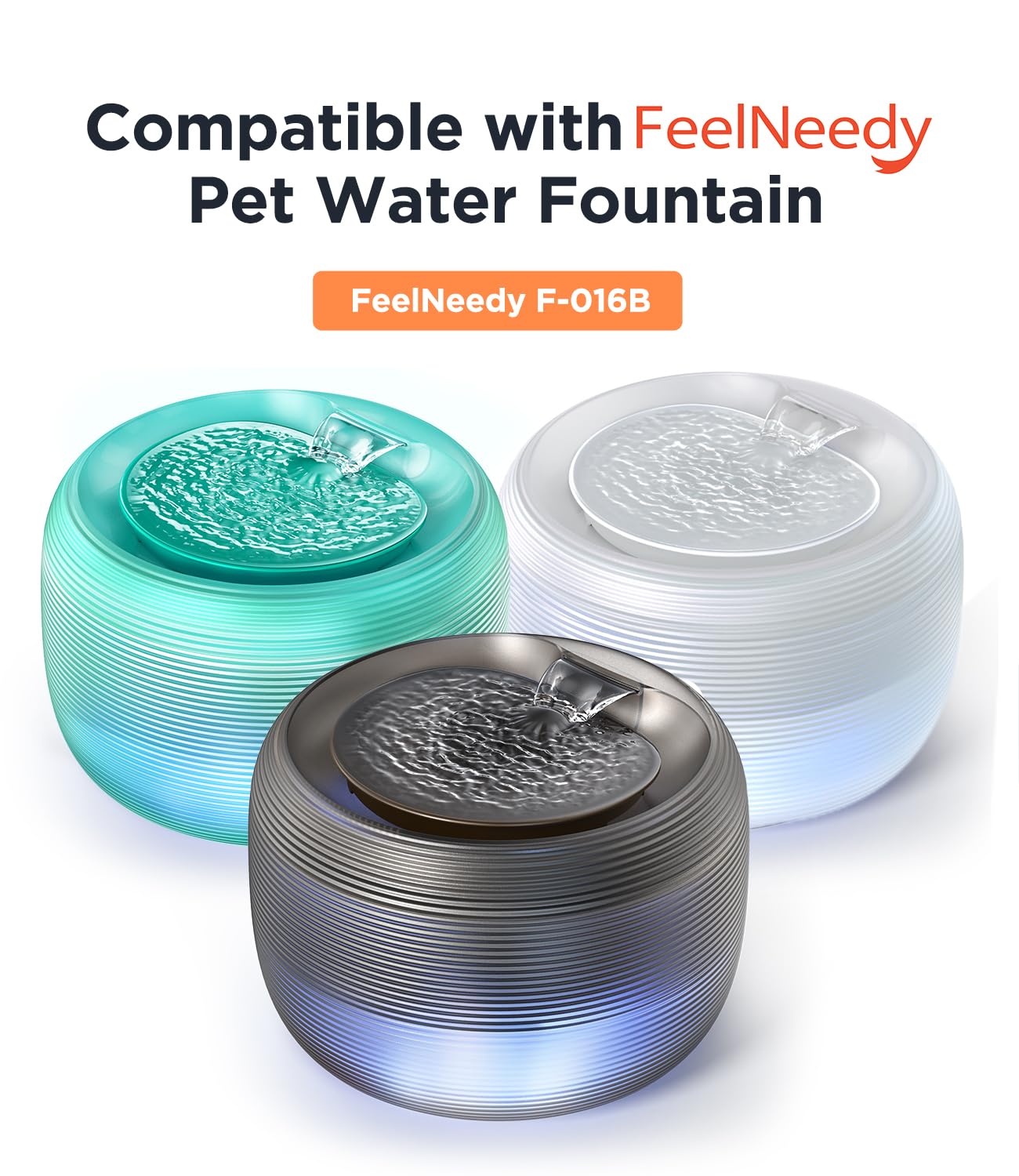 Feelneedy 12 Pack Cat Water Fountain Filter & 6 Pack Pump Sponges & 6 Pack Sound-Absorbing Sponges, Pet Water Fountain Filter For 84 Fl Oz/2.5L Cat Water Fountain (F-016B)