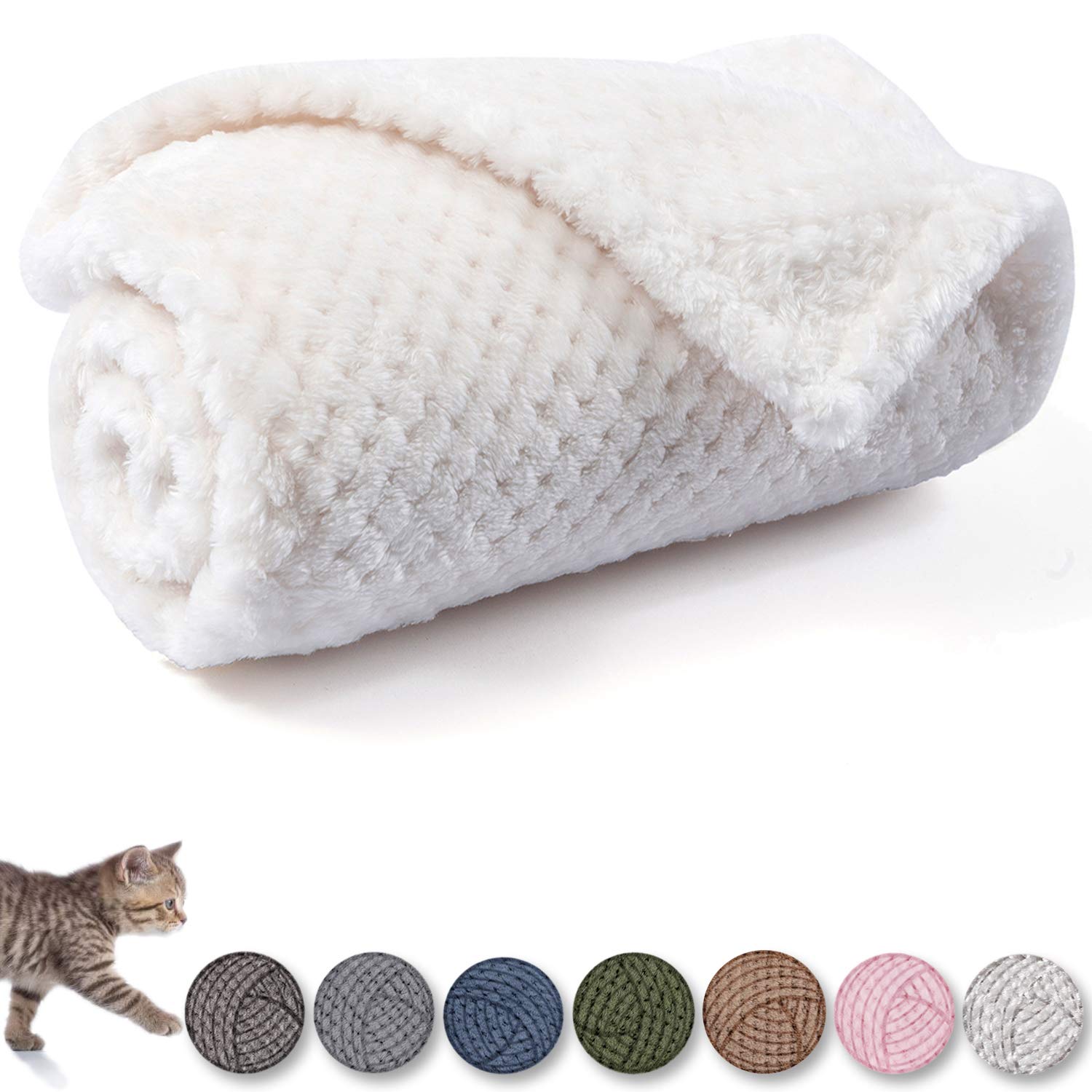 Warm Soft Fuzzy Dog Or Cat Blanket, Plush Fleece Throws For Puppy, Kitten, Medium, Large Dogs - Ivory (L/40'' X 48'')