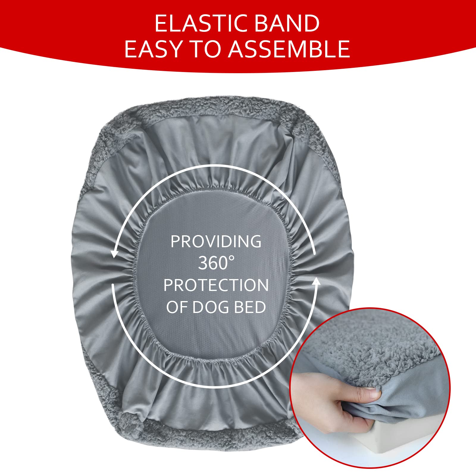 Dog Bed Covers Soft Plush Replacement Washable, Waterproof Dog Bed Liner Grey, Pet Bed Cover 36X27 Inches, For Dog/Cat, Cover Only