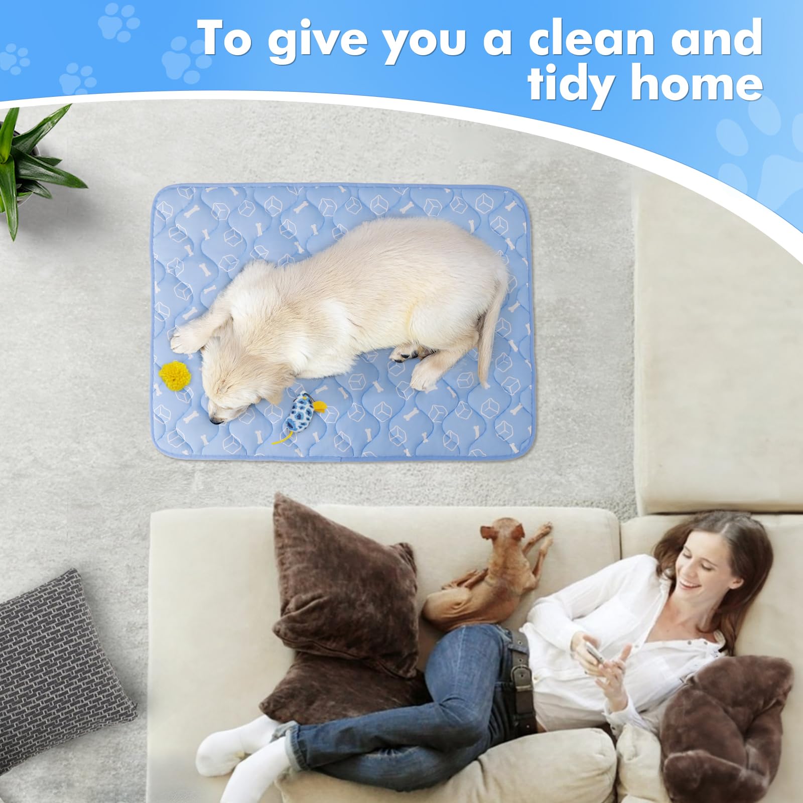 Rywell Dog Cooling Mat 2.0,44 * 32 Thicken Cooling Mat For Extra Large Dog, Internal Waterproof& Endothermic Color Changing Arc-