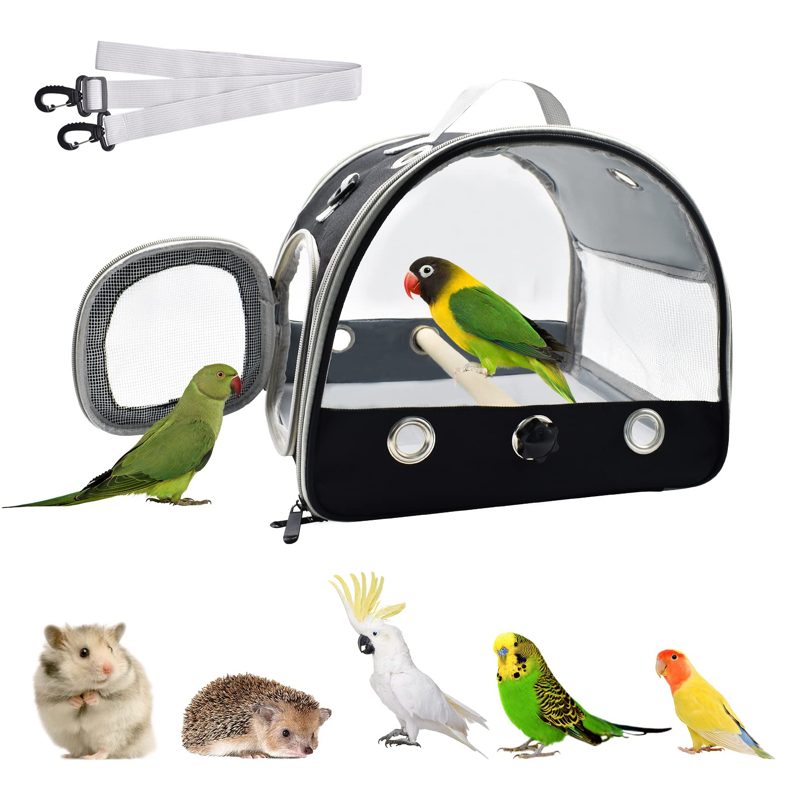 Bird Travel Carrier With Standing Perch ,Lightweight Breathable Parrot Outgoing Bags, Small Pet Carrier Bag With Shoulder Strap,Bird Rat Guinea Pig Squirrel Carrier