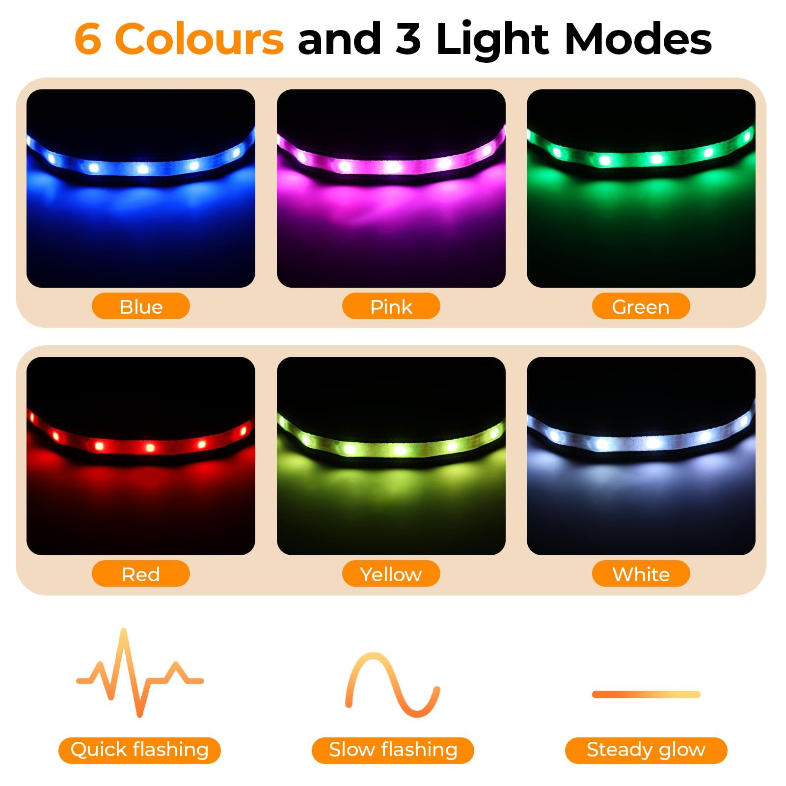 Geyrut Light Up Dog Collar, Usb-C Rechargeable And Waterproof Dog Glow Collar For Night Walking, Adjustable Soft Nylon Mesh Led