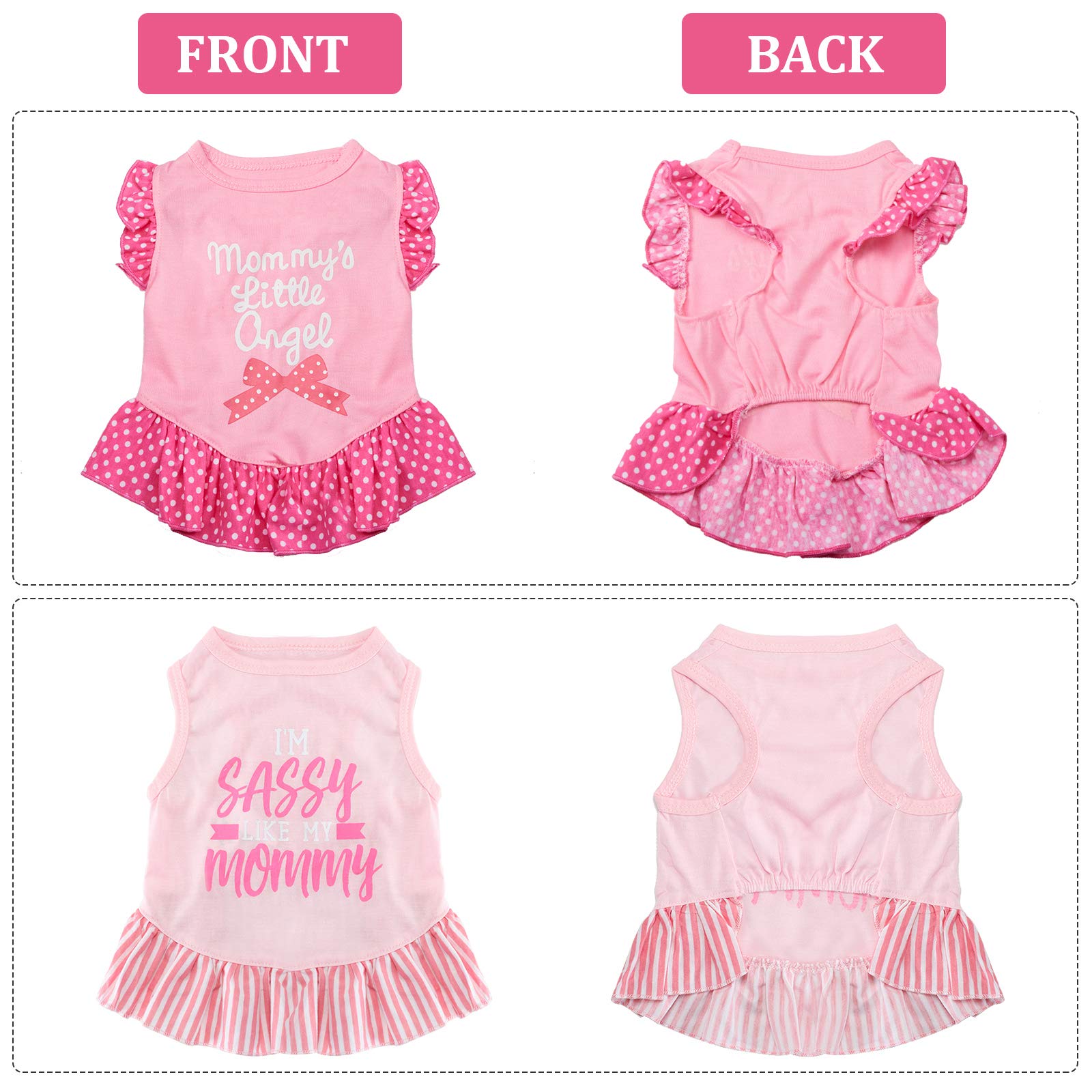 Weewooday 4 Pieces Pet Dress Shirt Cute Pink Dog Sundress Printed Dog Princess Dress Puppy Summer Apparel Clothes Pet Skirt Shir