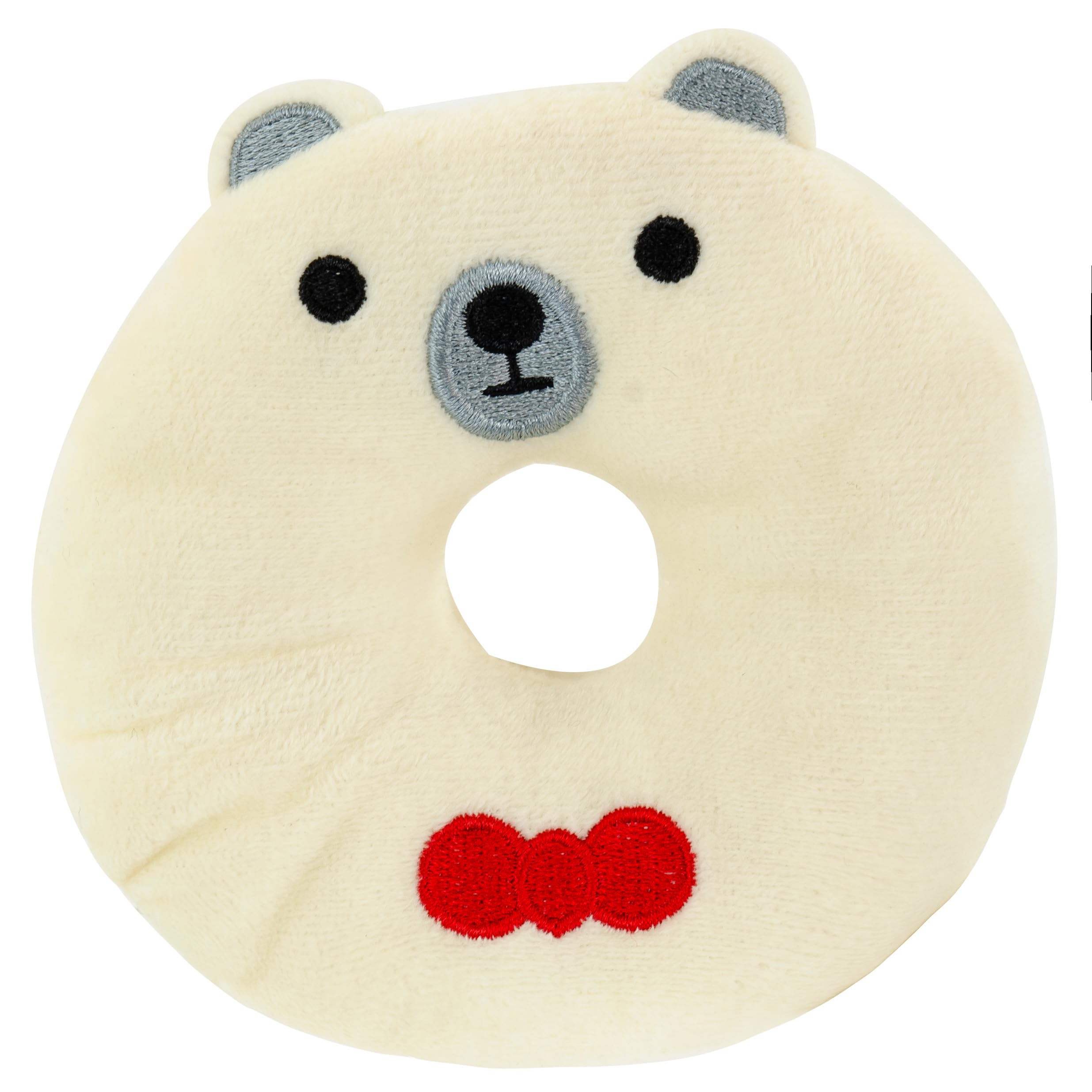 Giftable World Holiday Plush Pet Toy Fun For Christmas Designs With Squeaker Dog Chew Toy (4'' Polar Bear & Reindeer Donut 2 Pcs