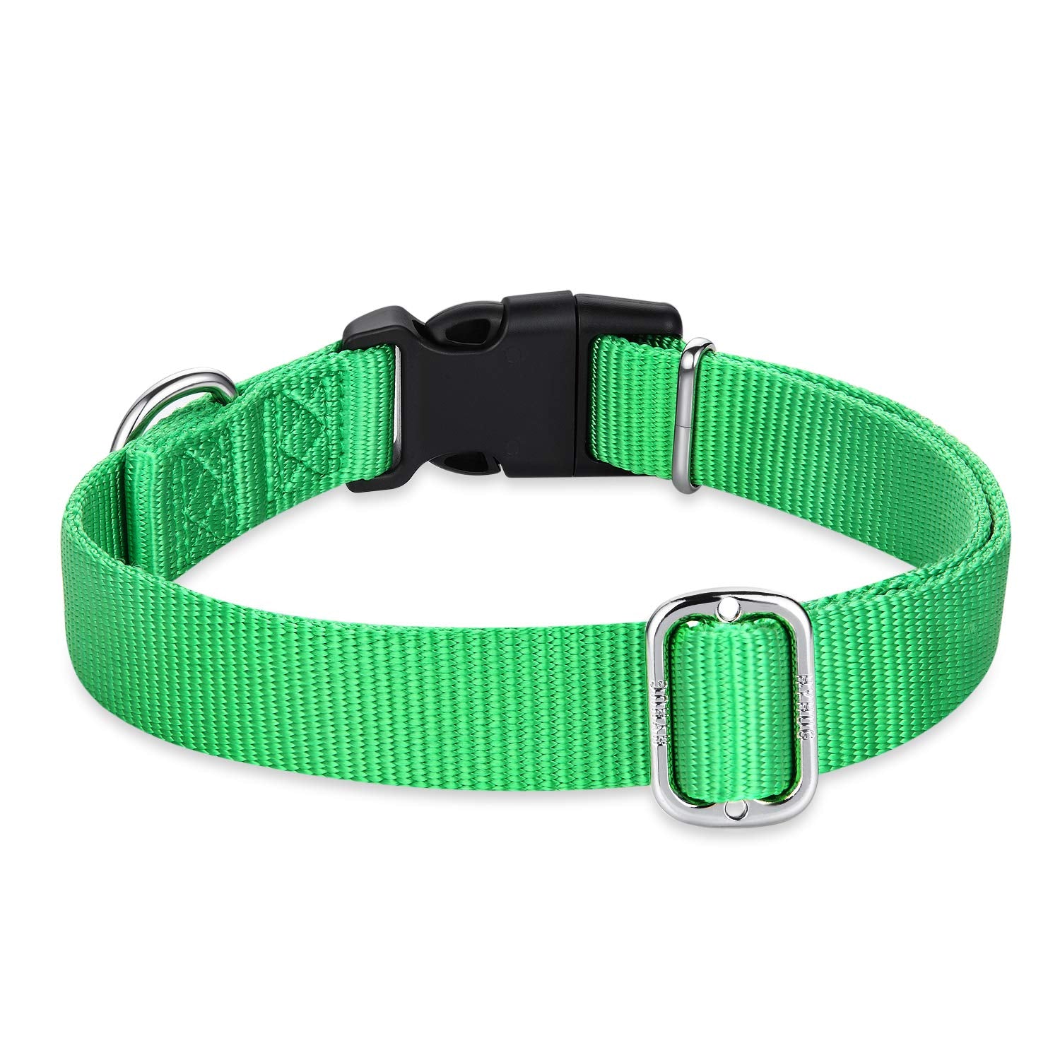 Hyhug Pets Classic Regular Dog Collar With Easy To Put On And Off Buckle. (Large, Lime Green)