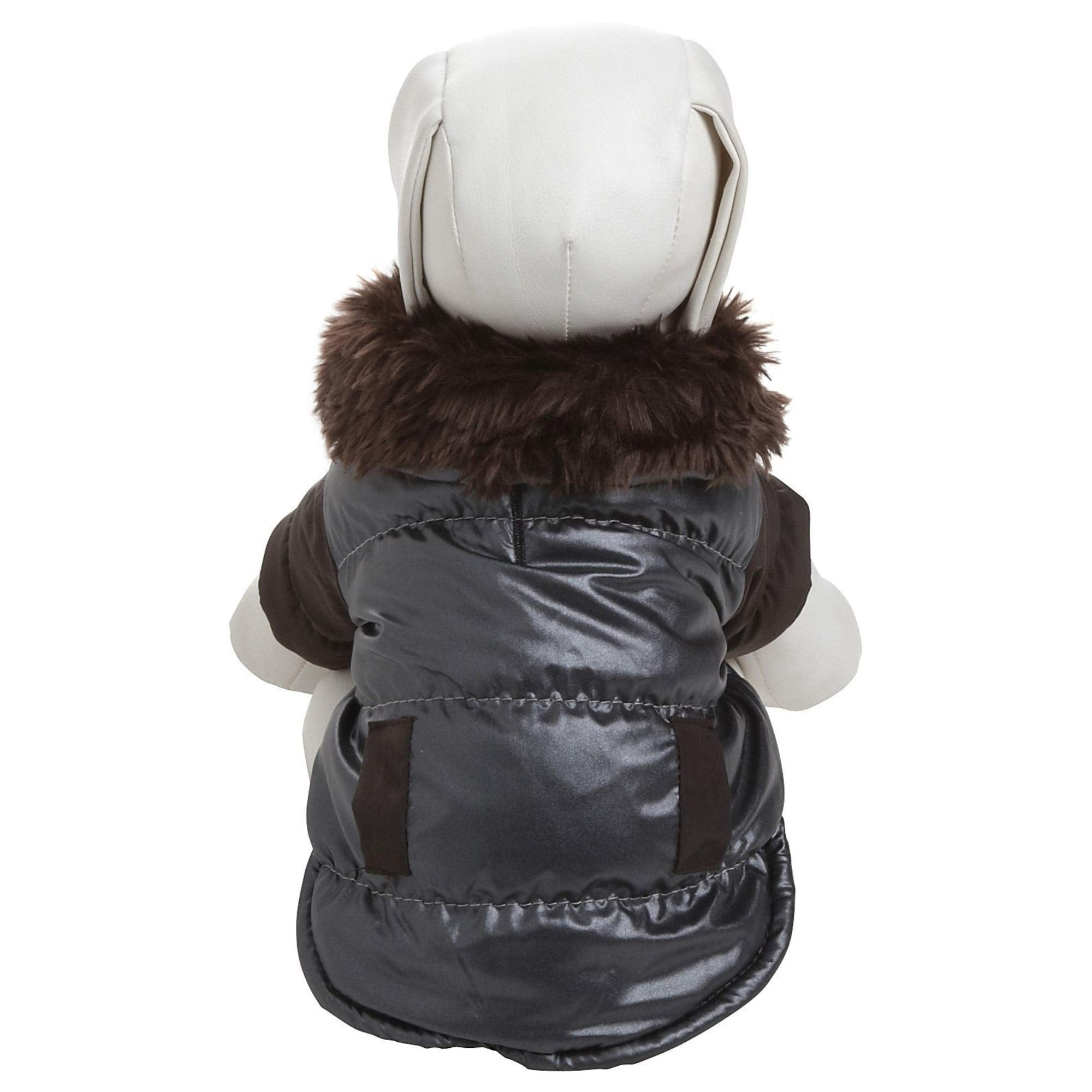Pet Life DPF00632 Ultra Fur Metallic Collared Dog Parka Coat, X-Small, Brown