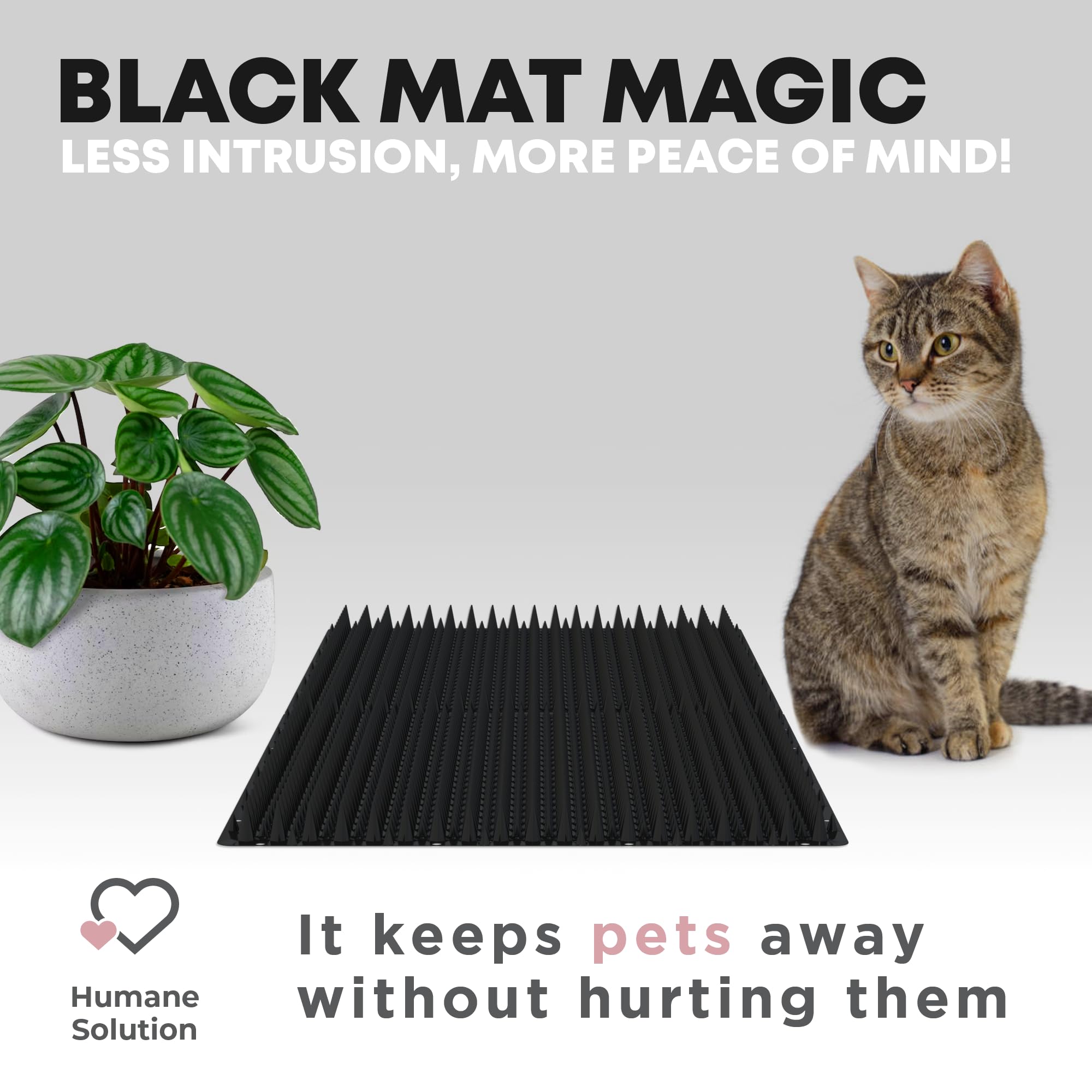 12 Pack Upgraded Black Cat Repellent Mat - 16 x 13 Scat Mat for Cats Has Uneven Spikes is an Effective Scat Mats for Dogs, Stray