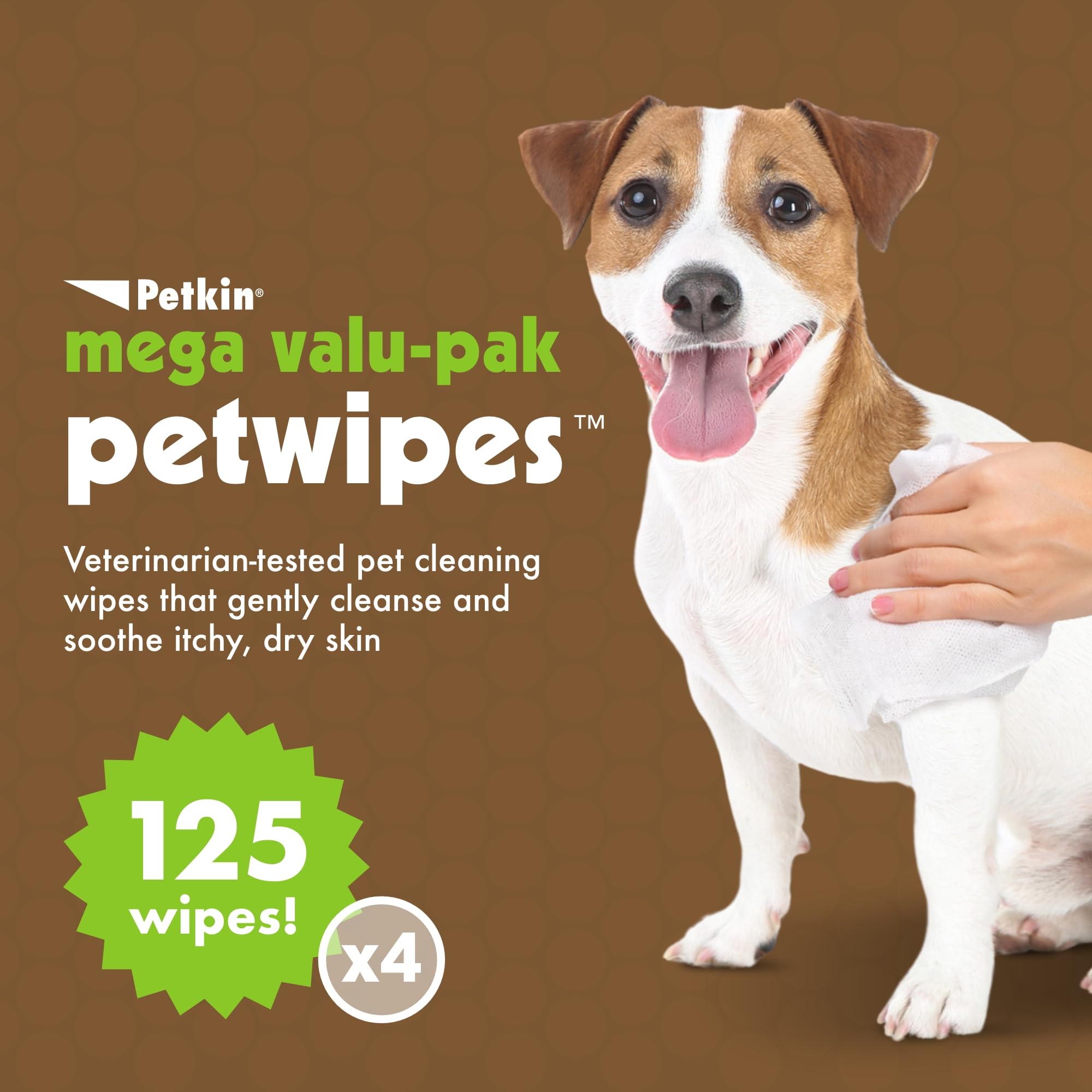 Petkin Mega Valu-Pak Pet Wipes, 500 Total Wipes - Oatmeal Pet Wipes For Dogs And Cats - For Face, Paws, Ears, And Body - Super C
