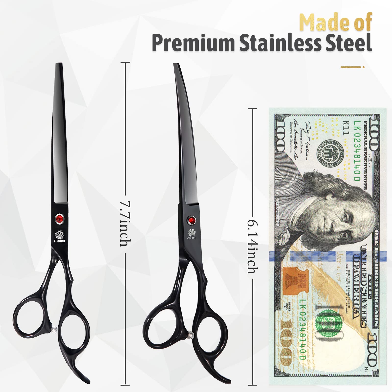 Dog Grooming Scissors Kit With Safety Round Tips, Gladog Professional 6 In 1 Grooming Scissors For Dogs, Sharp And Heavy-Duty Do