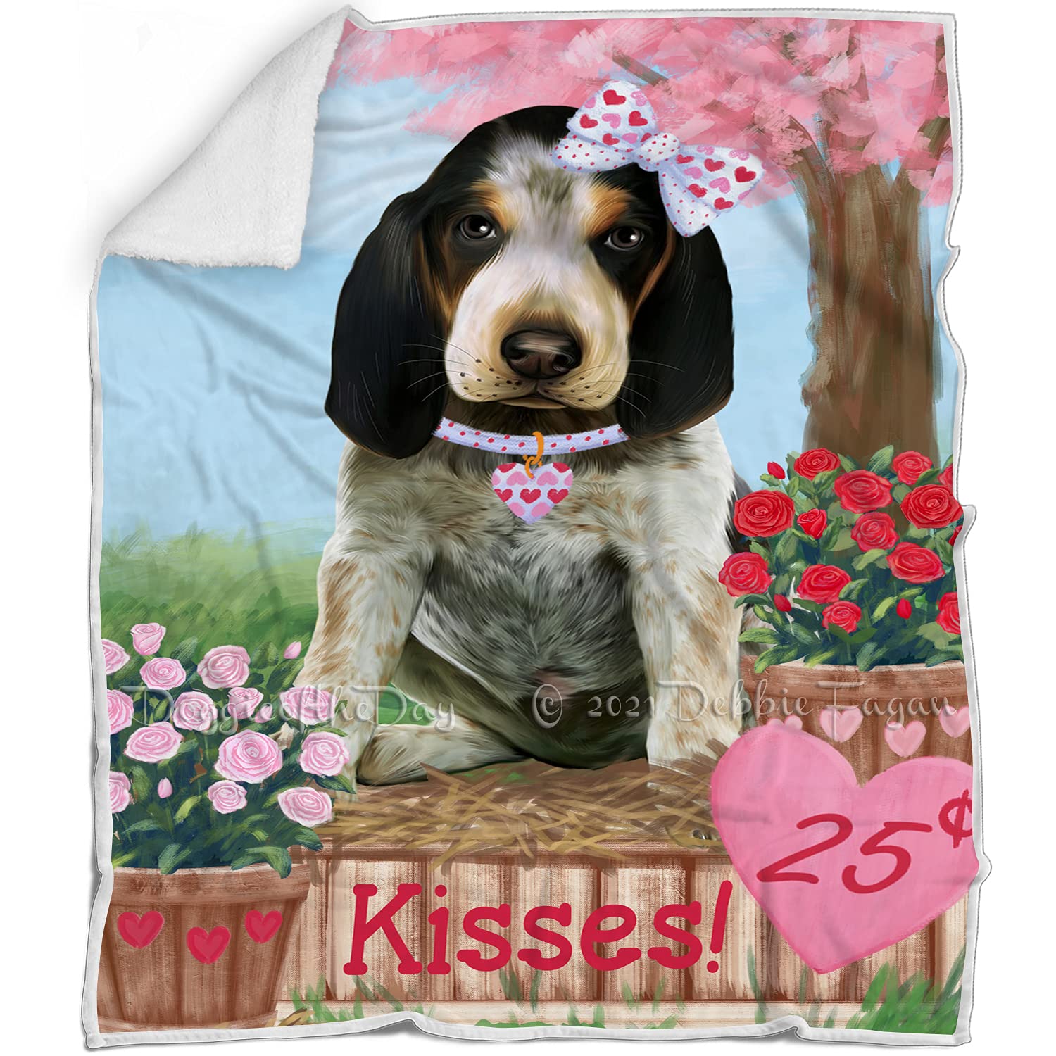 Rosie 25 Cent Kisses Bluetick Coonhound Dog Blanket  Lightweight Soft Cozy and Durable Bed Blanket  Animal Theme Fuzzy Blanket