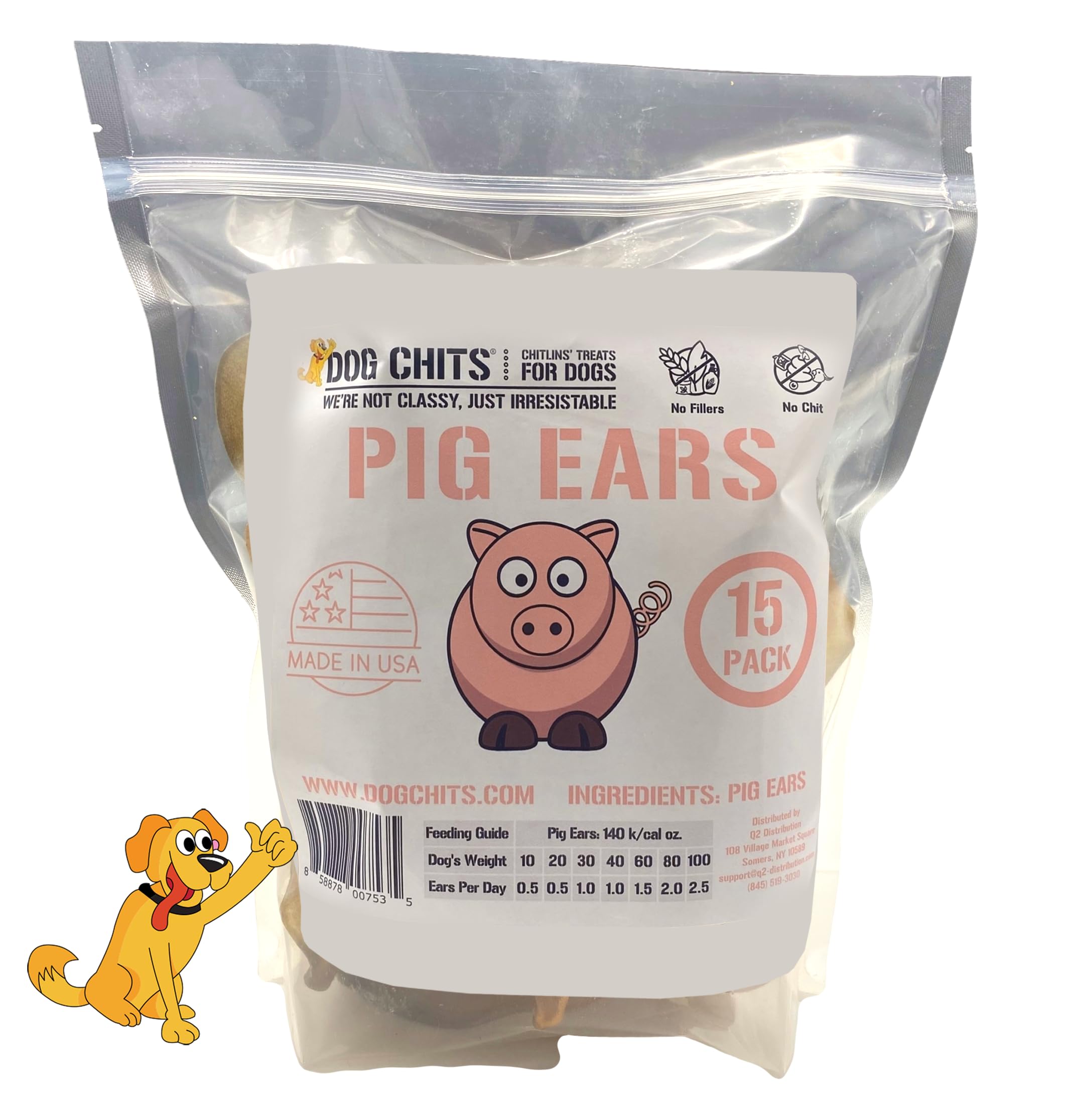 Dog Chits Pig Ears Dog and Puppy Treats - All Natural Grain and Chemical Free Training Chews - High Protein and Low Fat - Suppor