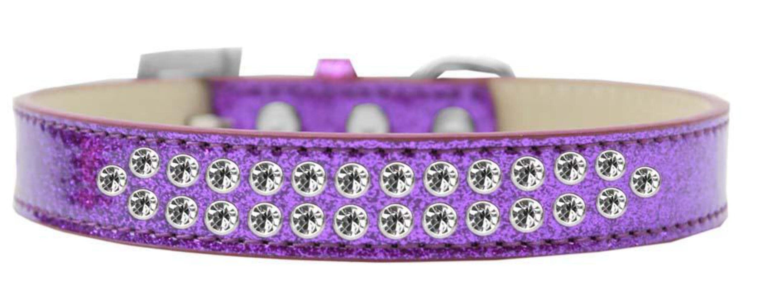 Dog, Puppy & Pet Ice Cream Collar, Two Row Clear Crystal Rimsets Gold 20
