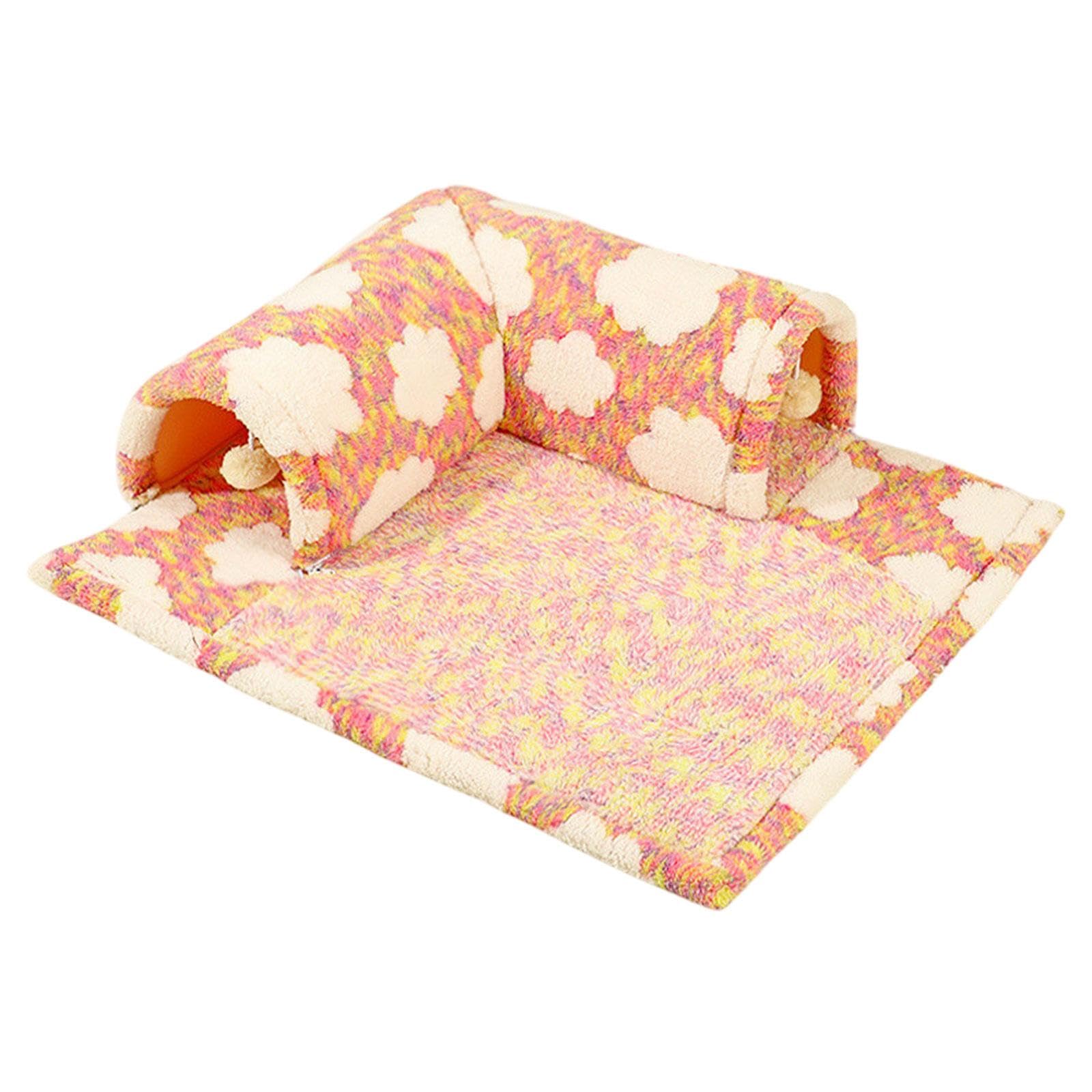 Heavenglow Pet Cat Tunnel Bed With Playing Ball Toy For Pet Supplies Kitten Indoor Cats M Size Pink | Cat Supplies