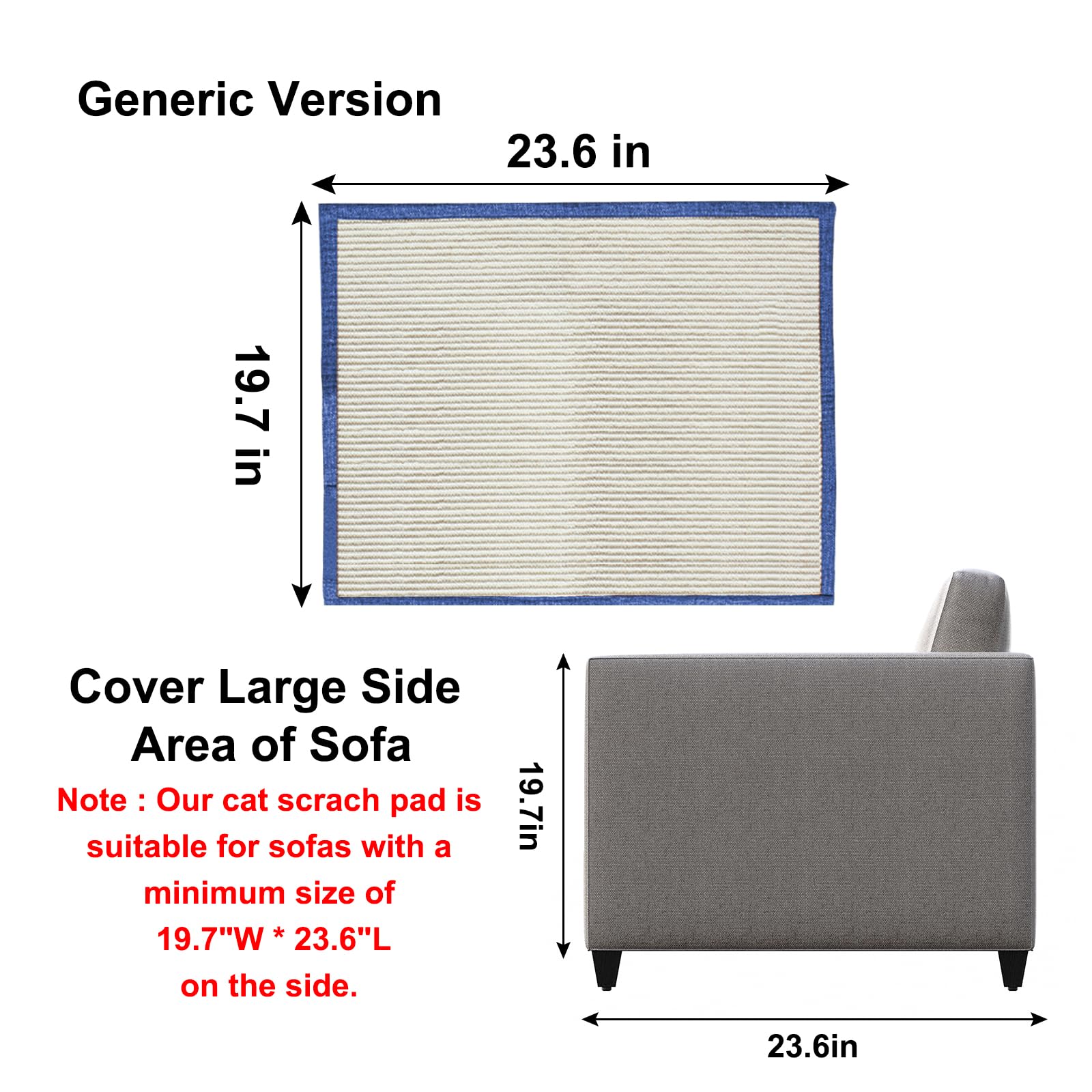 Cat Scratch Furniture Protector With Natural Sisal For Protecting Couch Sofa Chair Furniture (Dark Blue, Left Hand)