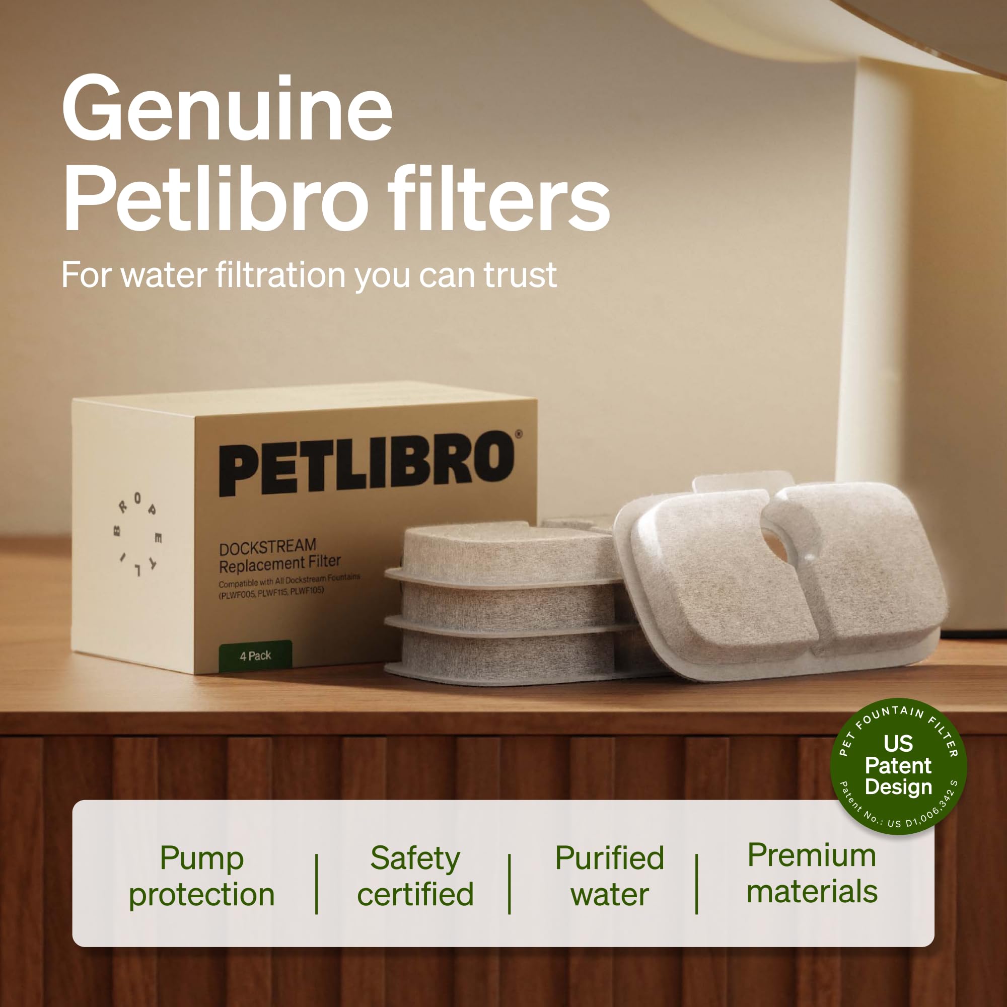 PETLIBRO Cat Water Fountain Filter, 4 Packs Cat Fountain Filter Replacement & Sponges for Dockstream WF106/WF116/WF105/WF115/WF0