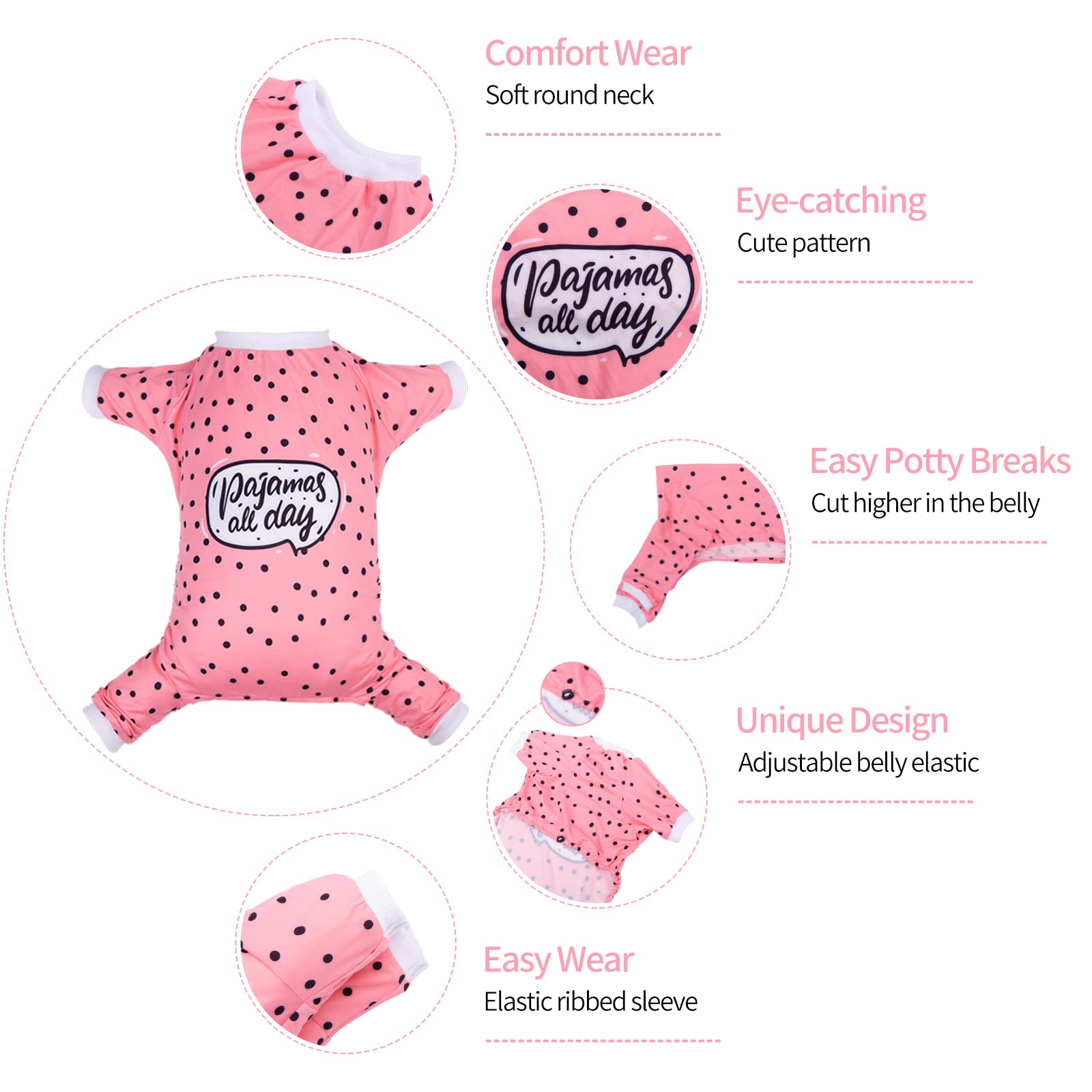 Cutebone Fun Letters Small Dog Pajamas Stretchy Puppy Pjs Soft Cat Clothes For Daily Wear Da13M