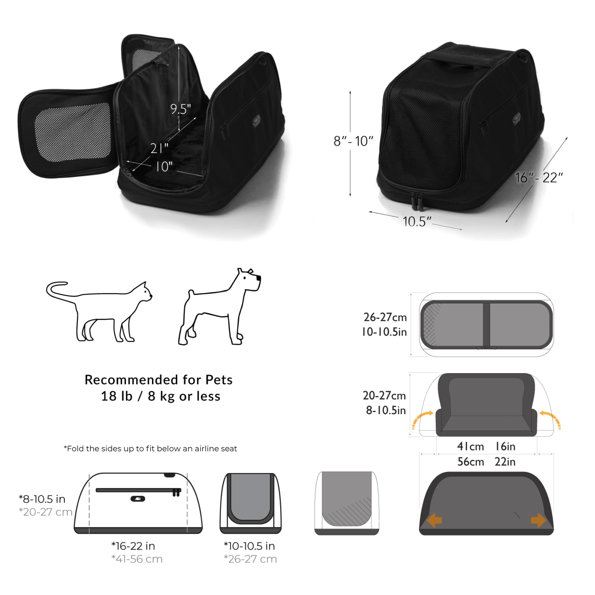 Sleepypod Air - Airline Approved Pet Carrier And Crash-Tested Car Seat For Cats And Dogs Up To 18 Lbs (Jet Black)