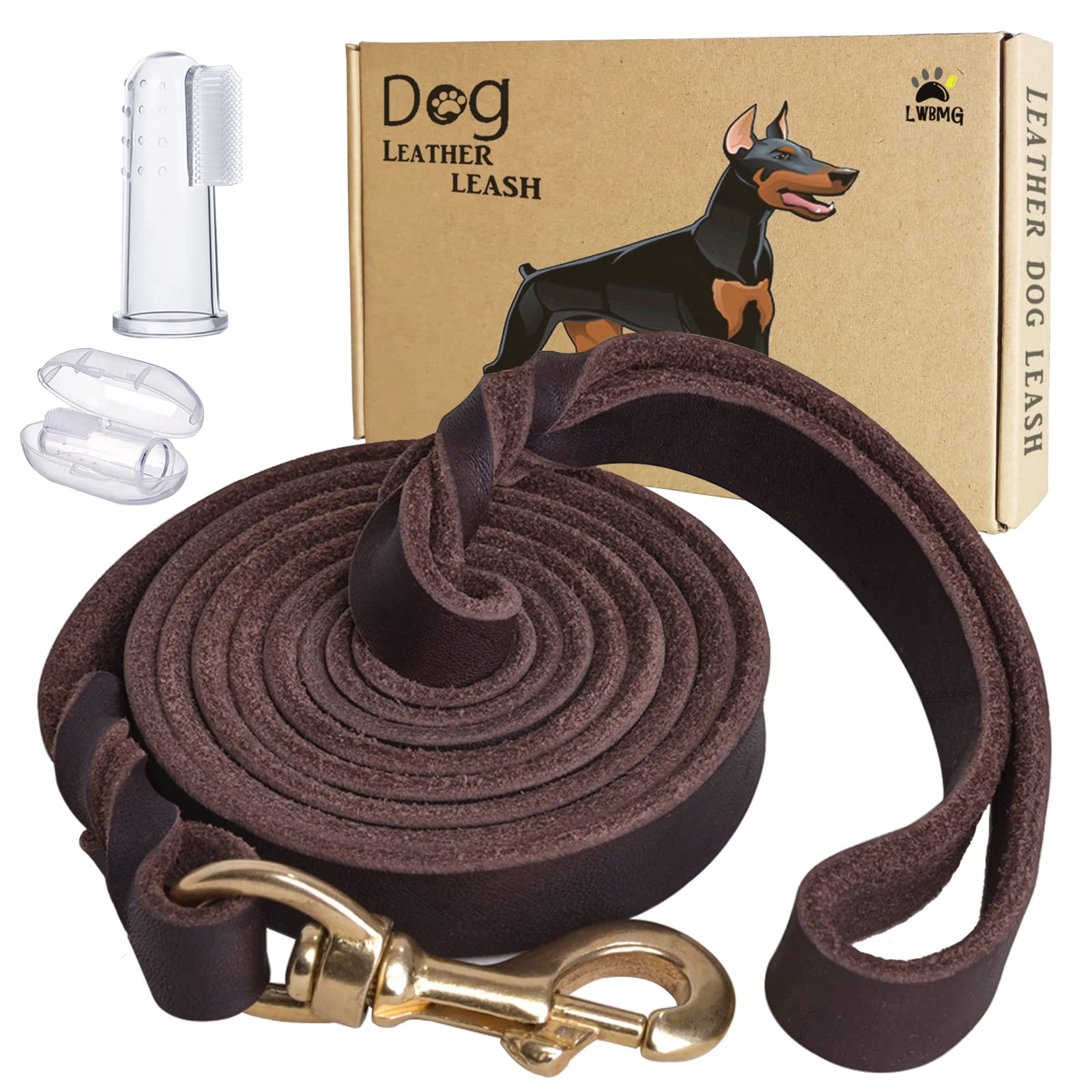 Lwbmg Leather Dog Leash 6Ft X 3/4 Inch, Heavy Duty Genuine Leather Braided Dog Training Leash, Soft And Strong Pet Lead For Larg