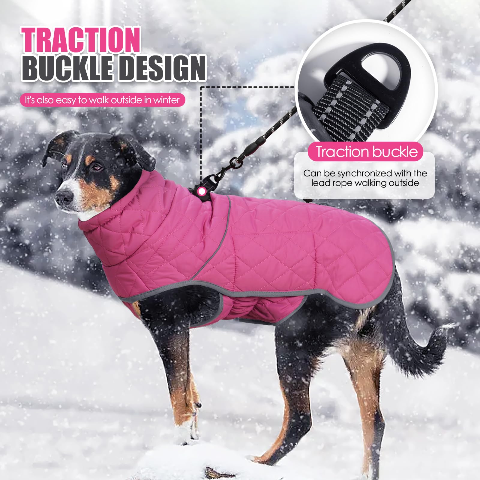 Pinellia Dog Winter Coat,Waterproof Dog Pullover Jumpsuit,Windproof Jacket For Small Medium Large Dog.High Collar Adjustable Dog