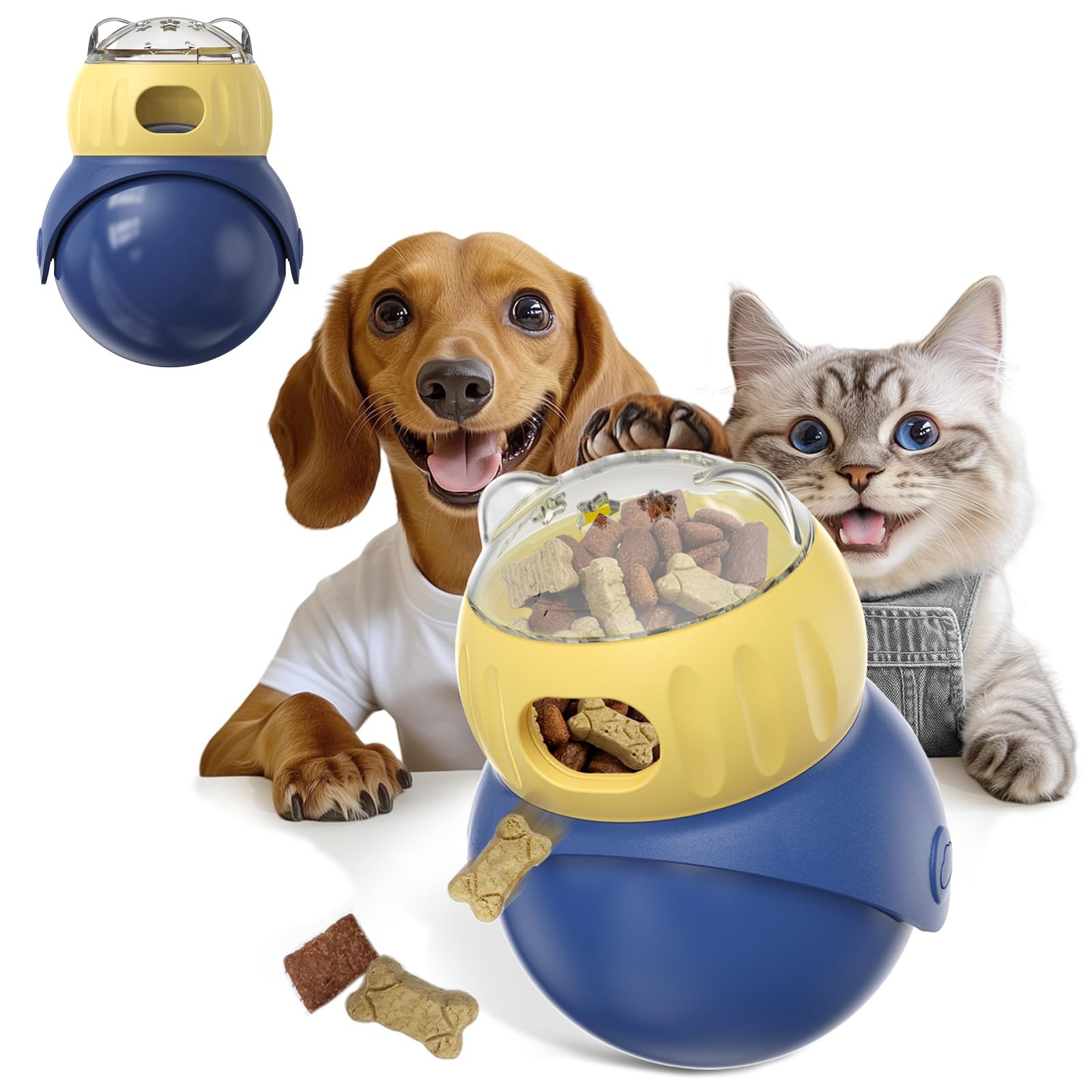 Majoxin Dog Interactive Toys Adjustable Food Dispenser Tough Slow Feeder Ball Treat Dispenser Dog Toys Puzzles Feeder for Small 