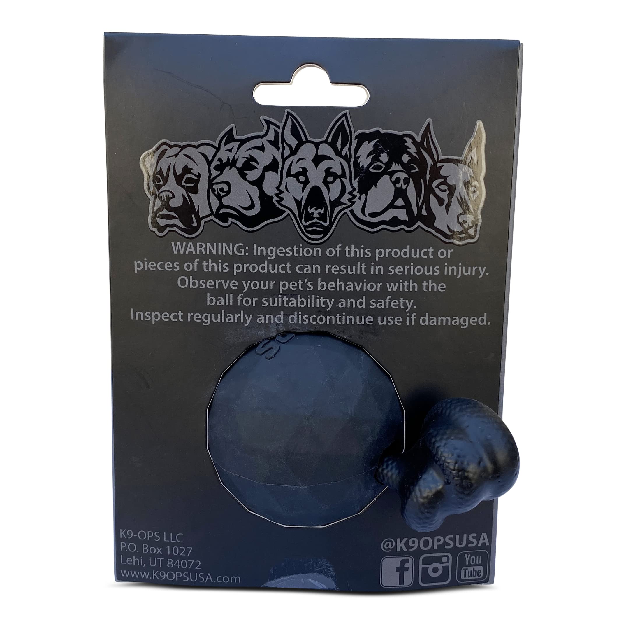 K9 Ops Dog Ball On A Rope Tug Toy - Rubber Fetch Training Reward - Large Dogs Durable Indestructible Chewers Pitbull Dobermann R