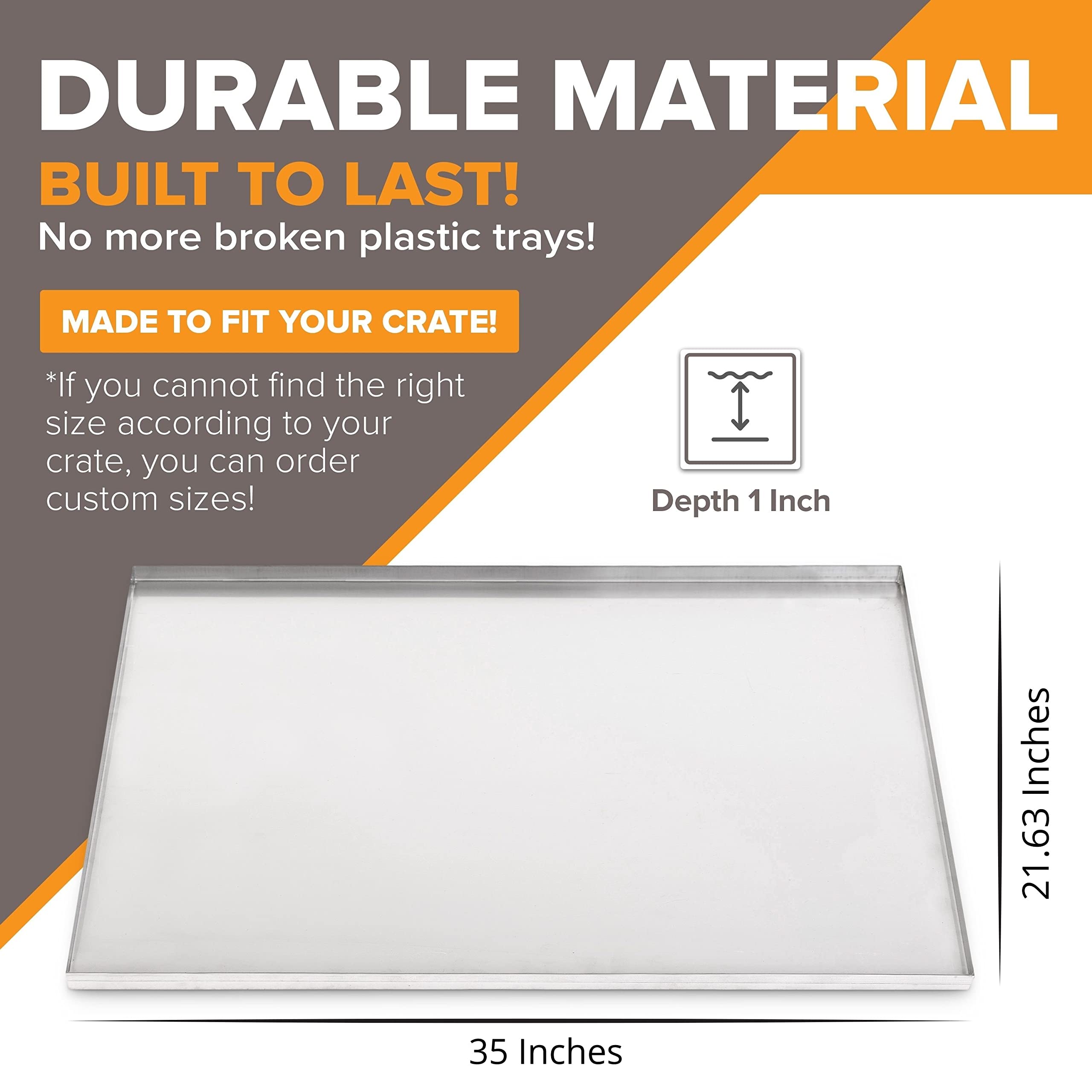 Pinnacle Systems 35 x 21.63 Metal Replacement Dog Crate Pan Chew Proof Crack Proof Pet Kennel Tray Central Dog Training Crate Pa