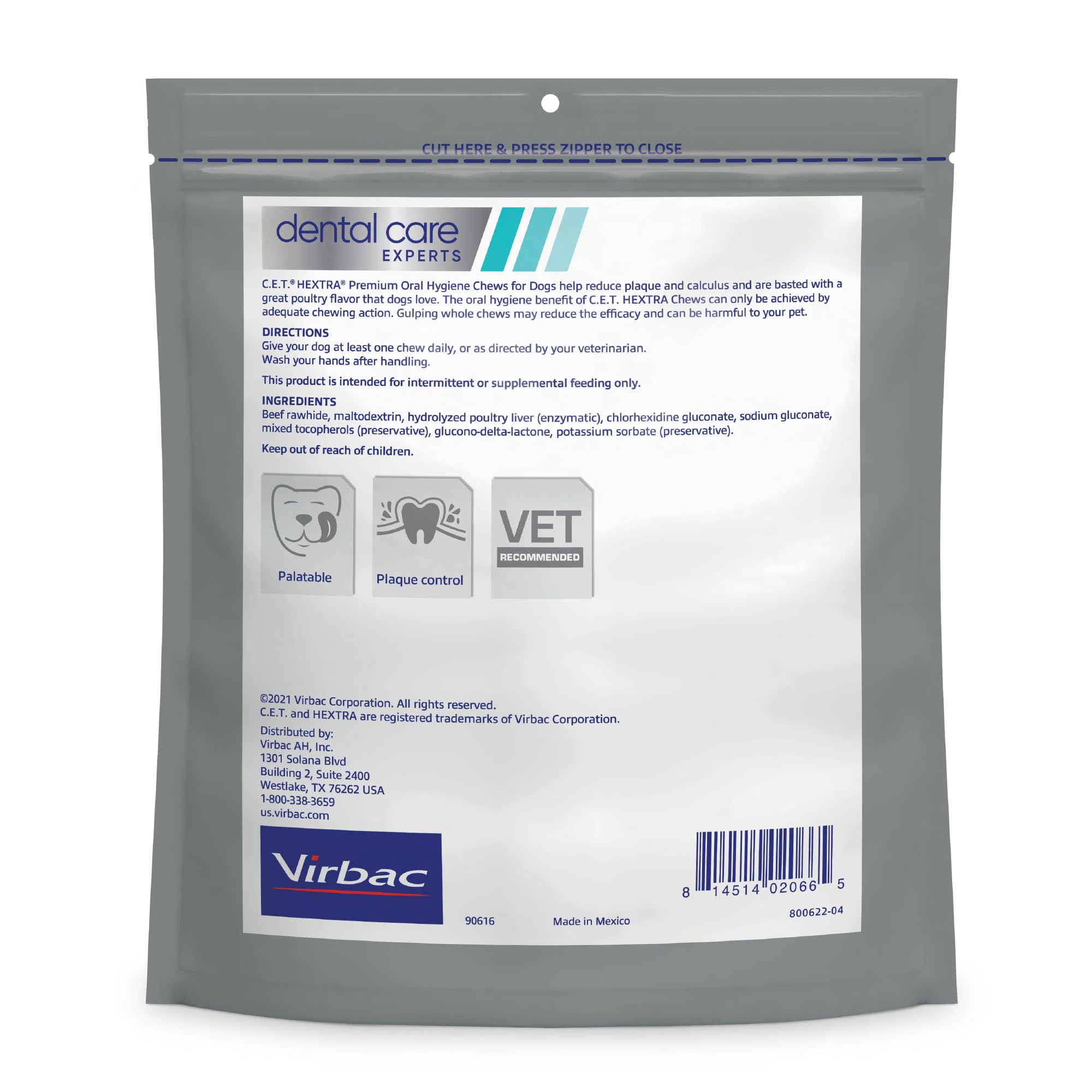 Virbac C.E.T. HEXtra Premium Oral Hygiene for Dogs, 26-50 lbs.