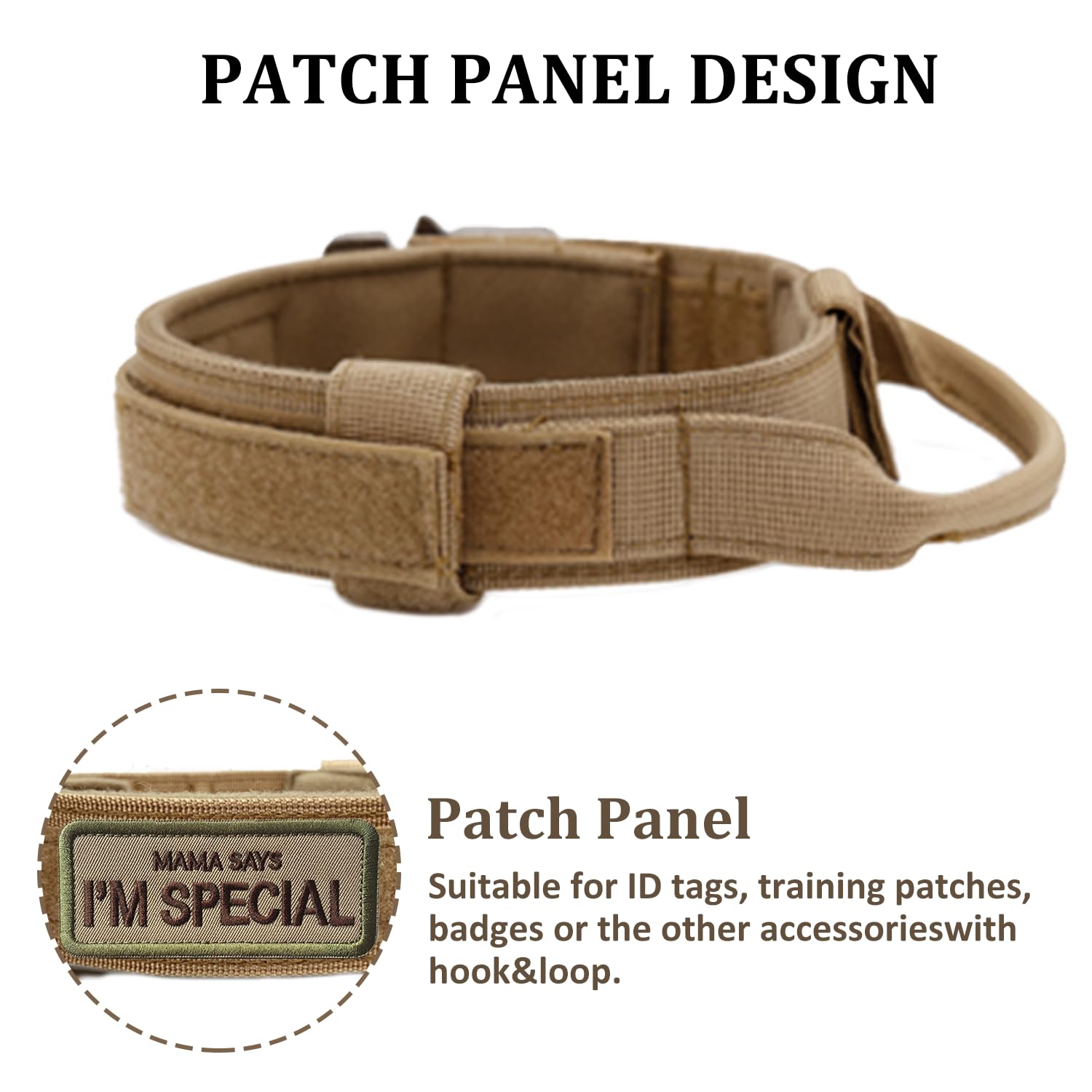 Tactical Dog Collar with Handle - Military Adjustable Dog Training Collar Soft Nylon and Heavy Duty Metal Buckle for Medium Larg