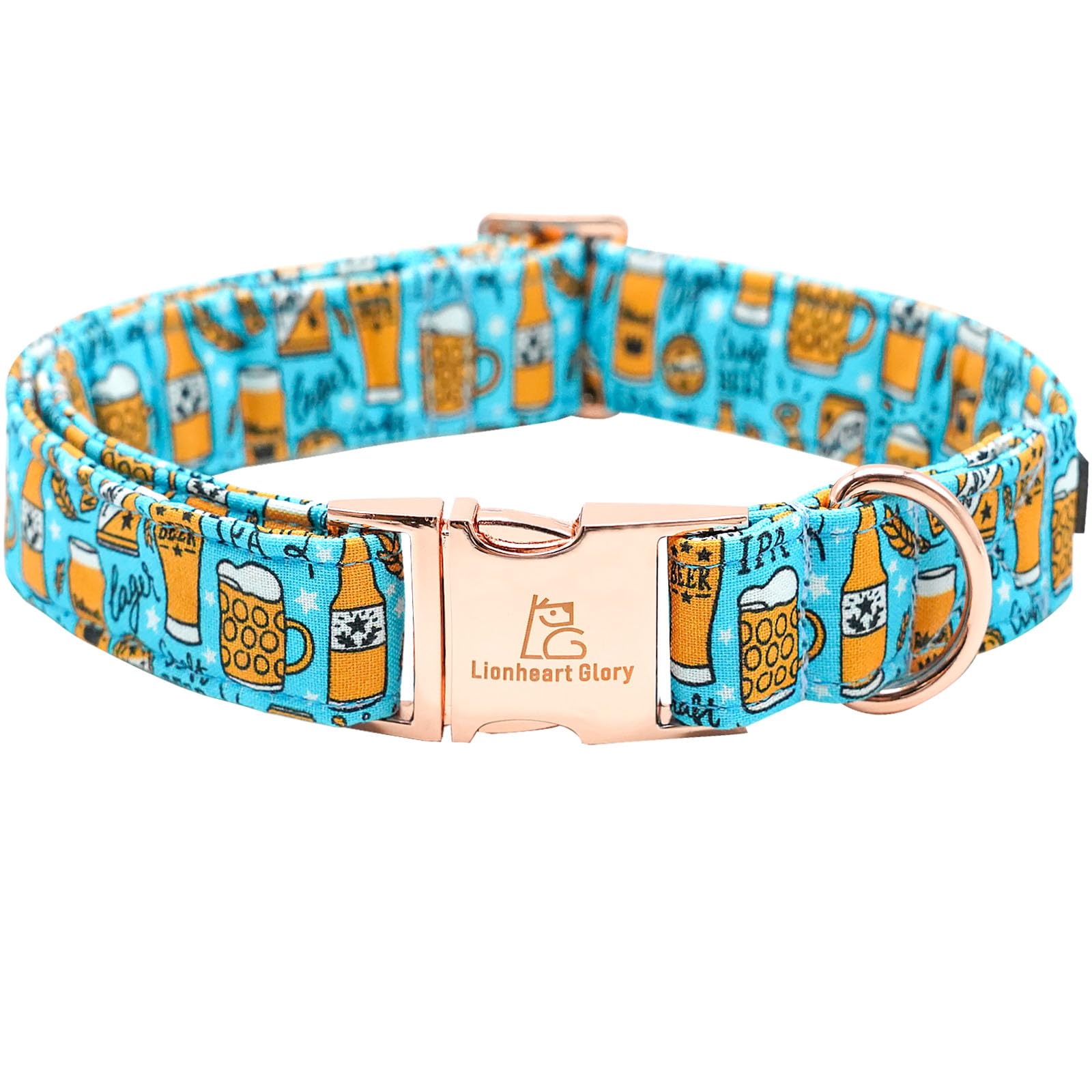 Lionheart Glory Blue Summer Party Dog Collar - Soft Durable Adjustable For Large Dogs, Boys Or Girls