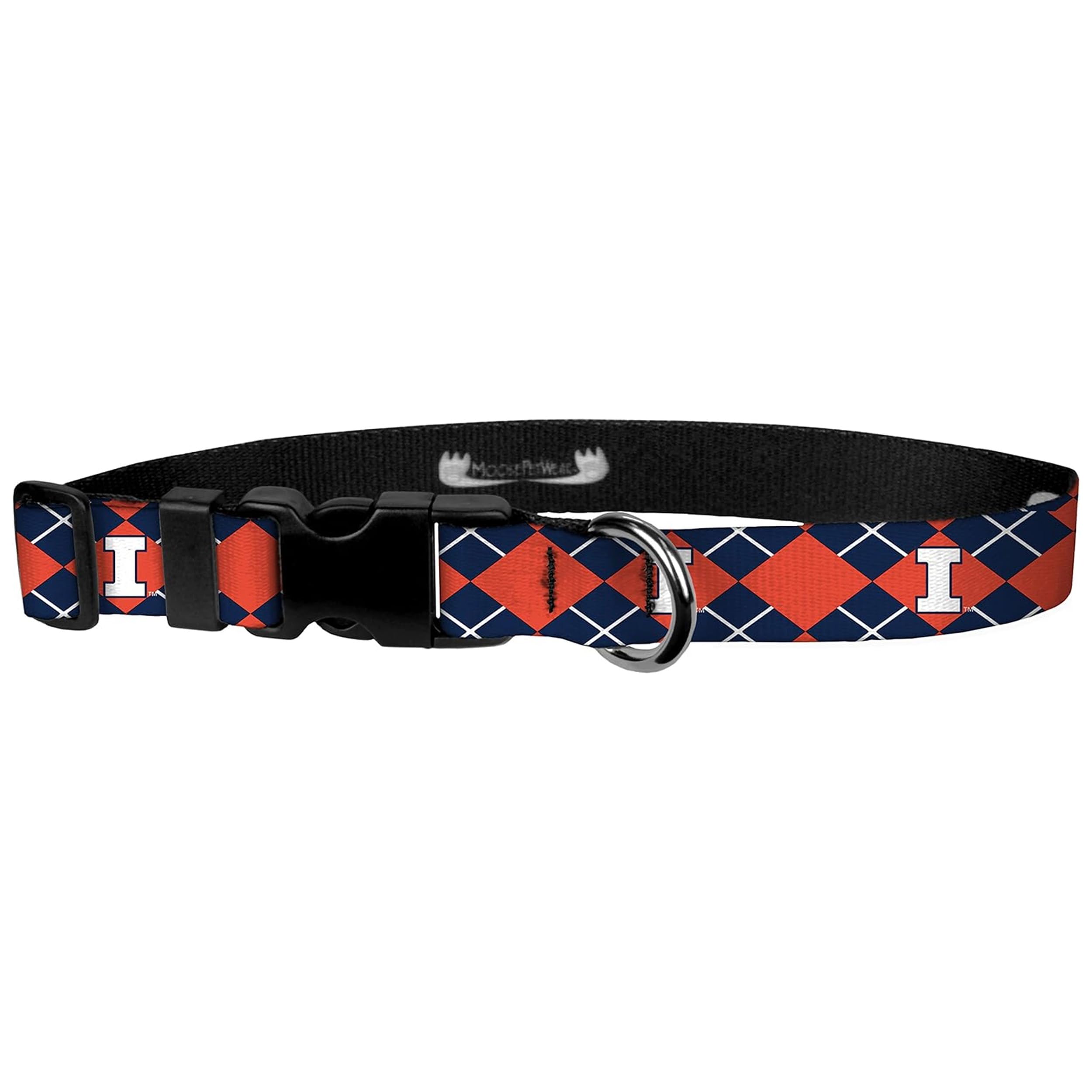 Moose Pet Wear Dog Collar – University Of Illinois Adjustable Pet Collars, 3/4 Inch Wide, Small, Argyle