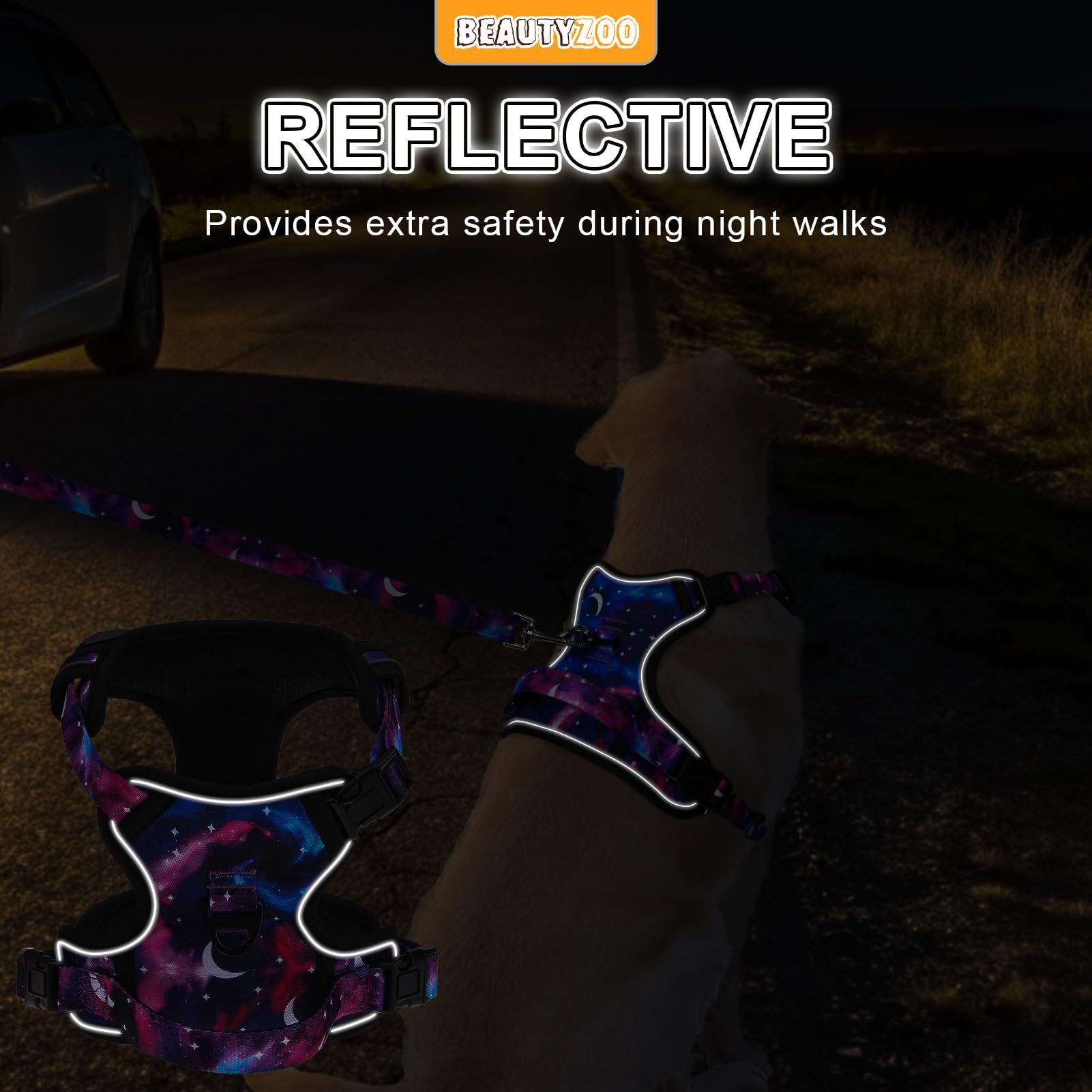 Beautyzoo No Pull Dog Harness Medium,Adjustable Dog Harness And Leash Set -Easy Wearing With 3 Buckles/Control Handle,No Choke S