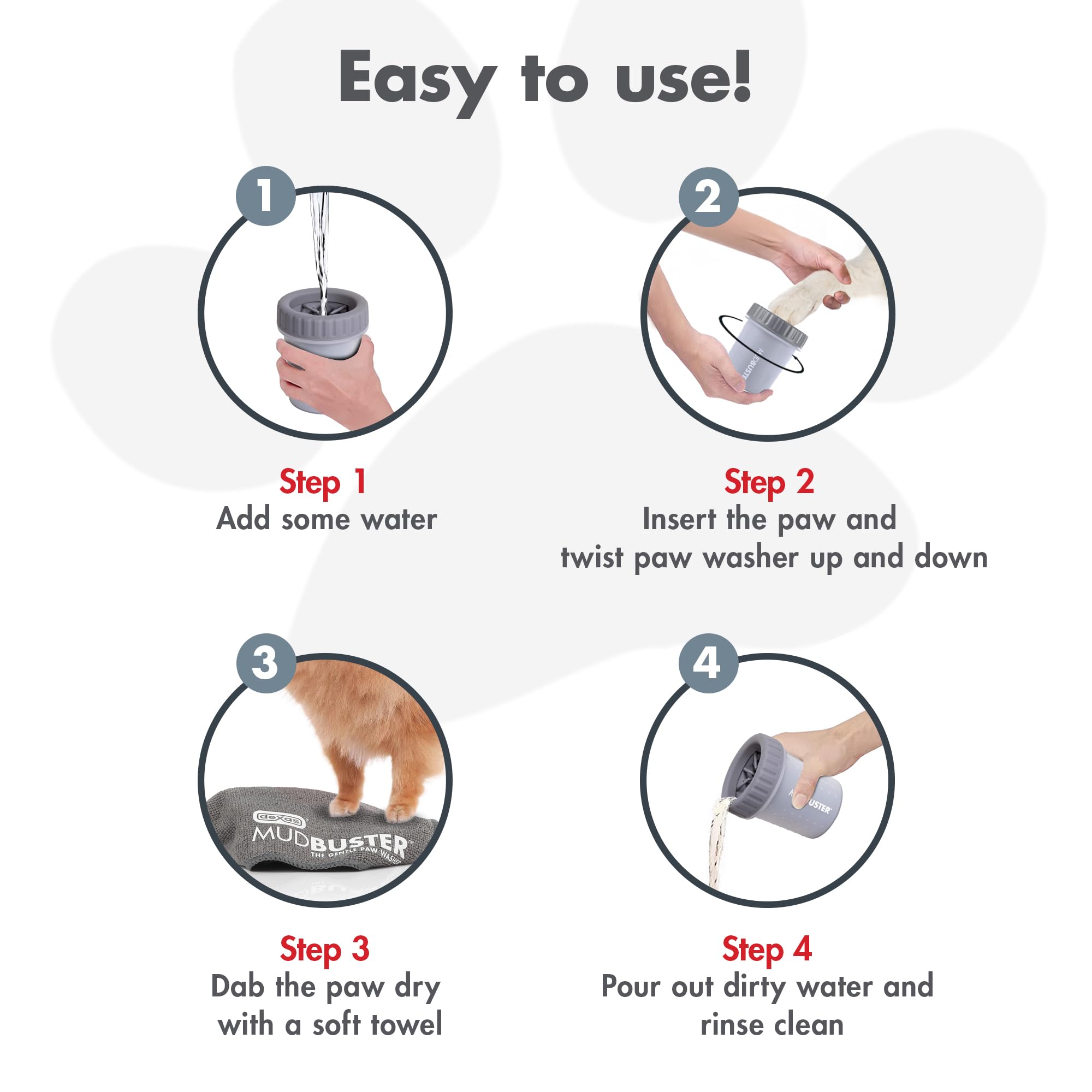 Dexas Mudbuster Portable Dog Paw Washer/Paw Cleaner, Medium, Light Gray