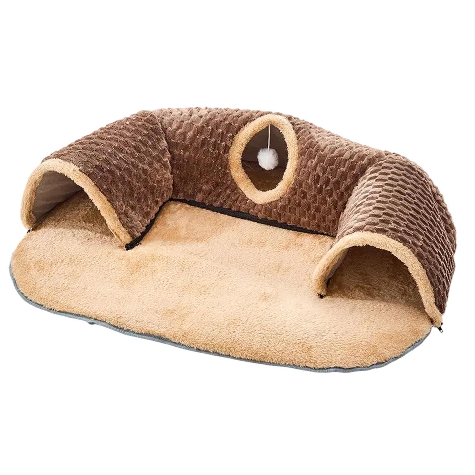 Heavenglow Cat Activity Center Hideout 2 In 1 Cat Tunnel Bed For Rabbit Hamster Outdoor Brown M | Toys | Cat Supplies