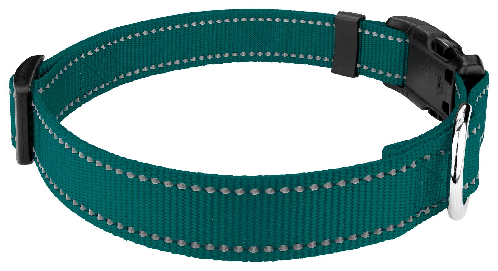 Country Brook Petz - Deluxe Teal Reflective Nylon Dog Collar - Extra Large