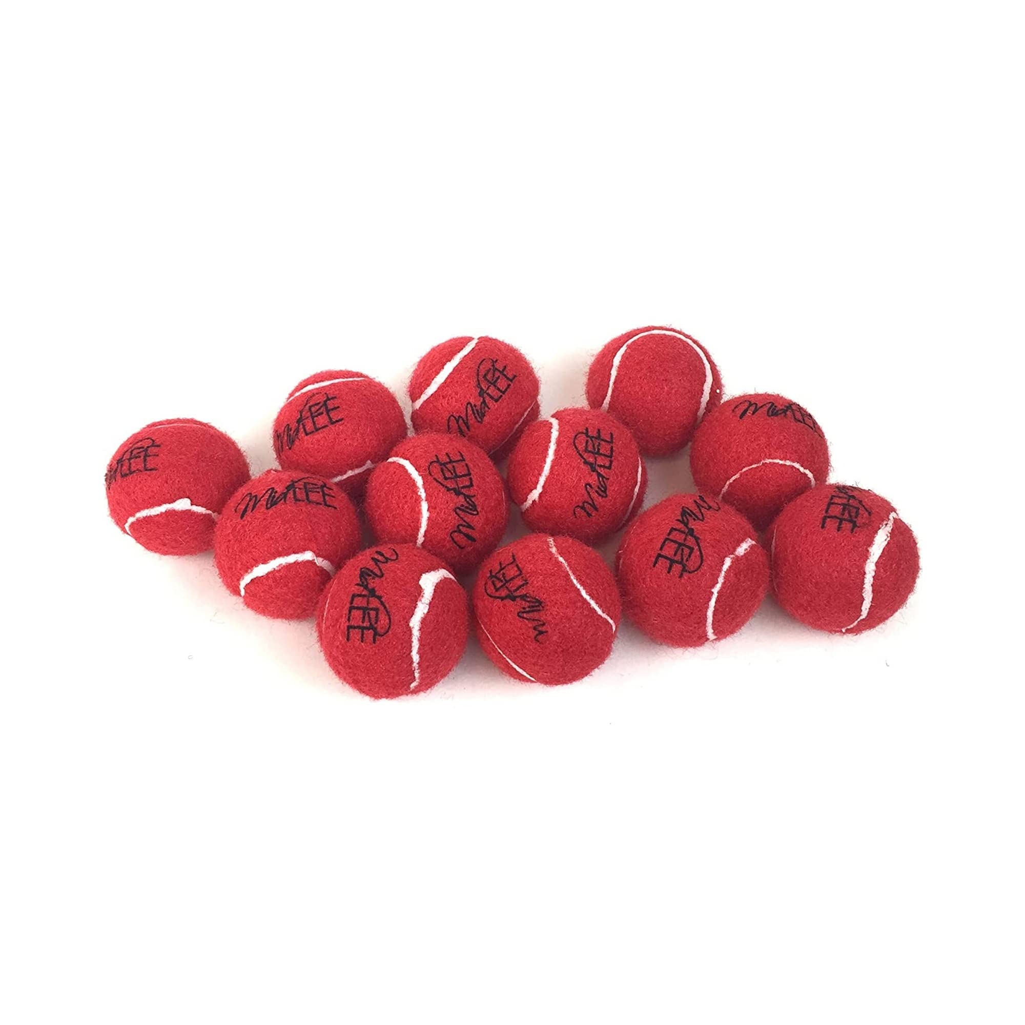 Midlee Mini Dog Tennis Balls, Red, 1.5' 12-Pack- Fetch Ball Laucher Pet Small Tennis Balls