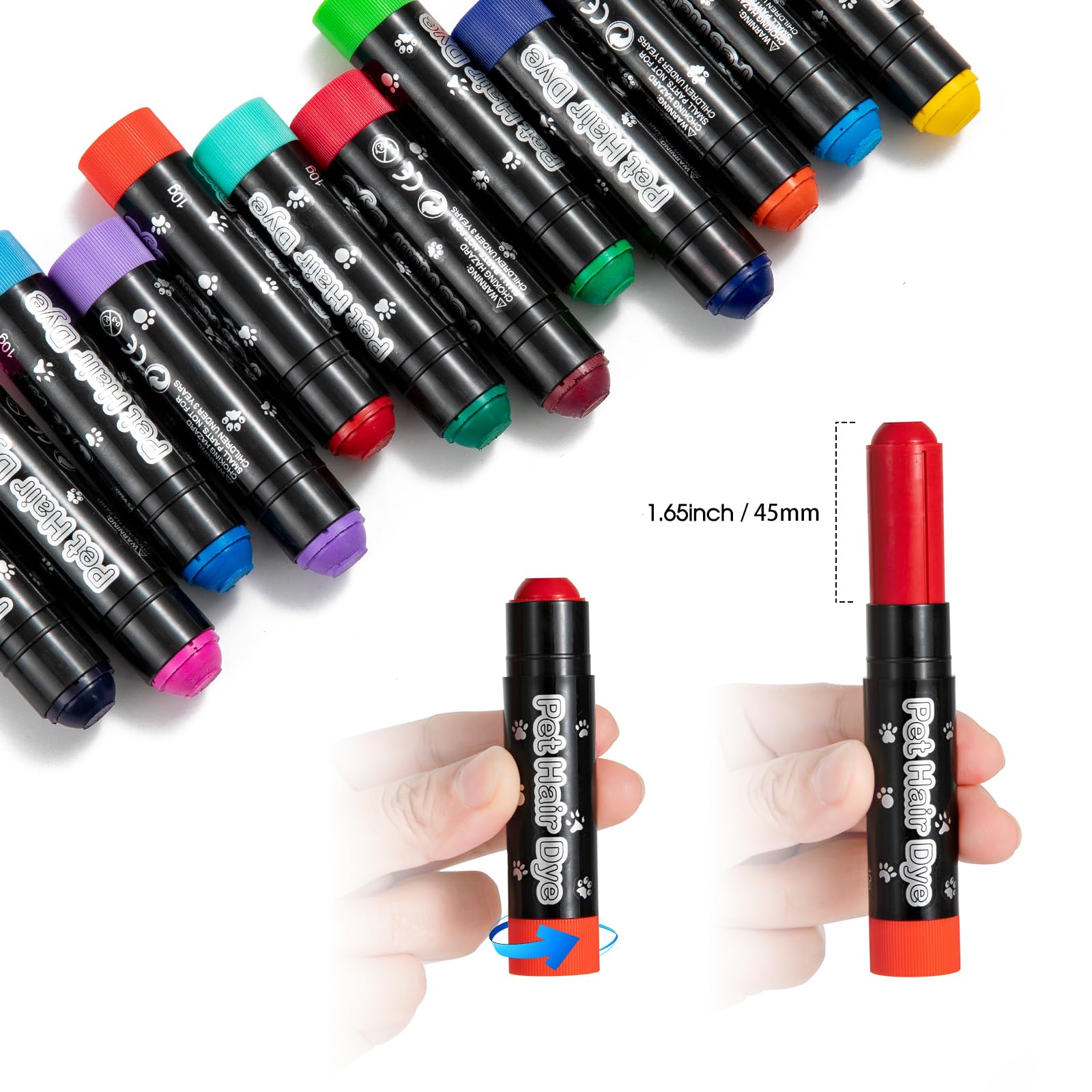 12 Pack Dog Hair Color Dye Temporary Non-Toxic Vibrant Colors Washable Pet Safe Paint For Dog Cat Animals