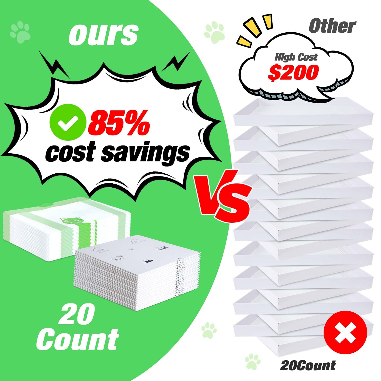 Litter Box Liners Compatible With Pets Scoopfree Litter Box Refill Tray Rectangle Bags With Anti-Scratch Cardboard 20 Pack