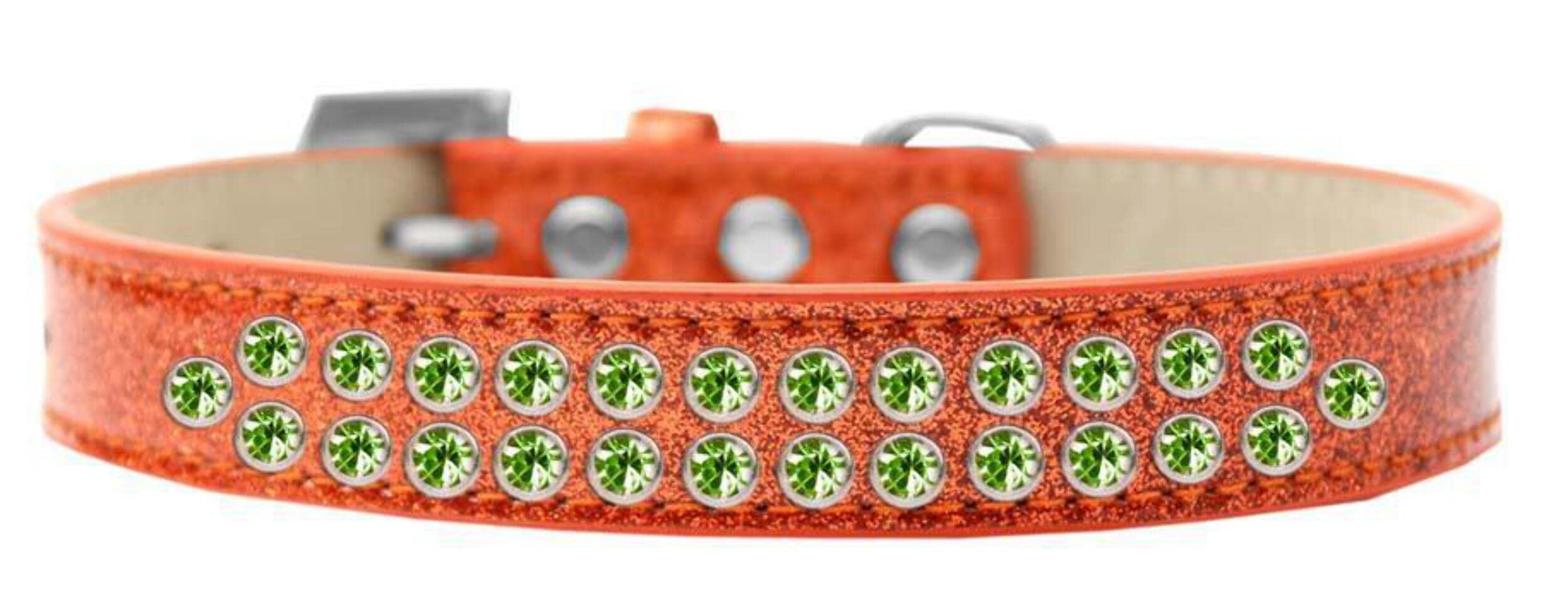 Dog, Puppy & Pet Ice Cream Collar, Two Row Lime Green Crystal Rimsets Purple 18