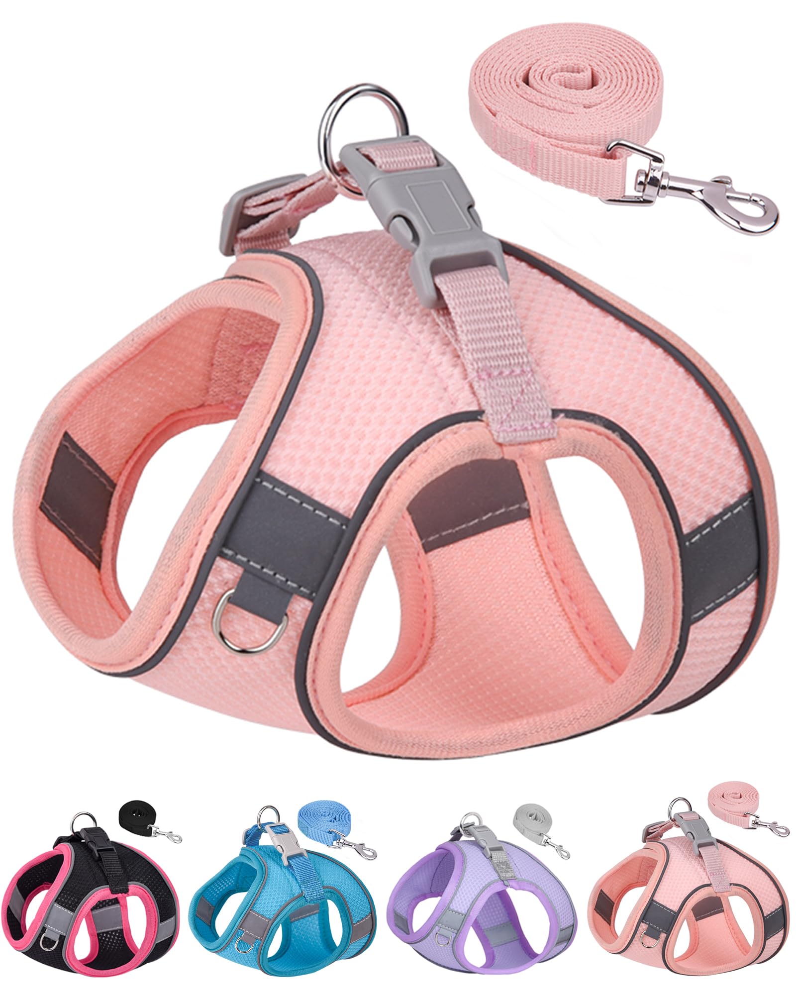 Aecllcea Puppy Harness And Leash Set Training - Dog Vest Harness For Small, Medium Dogs (Peach, L)