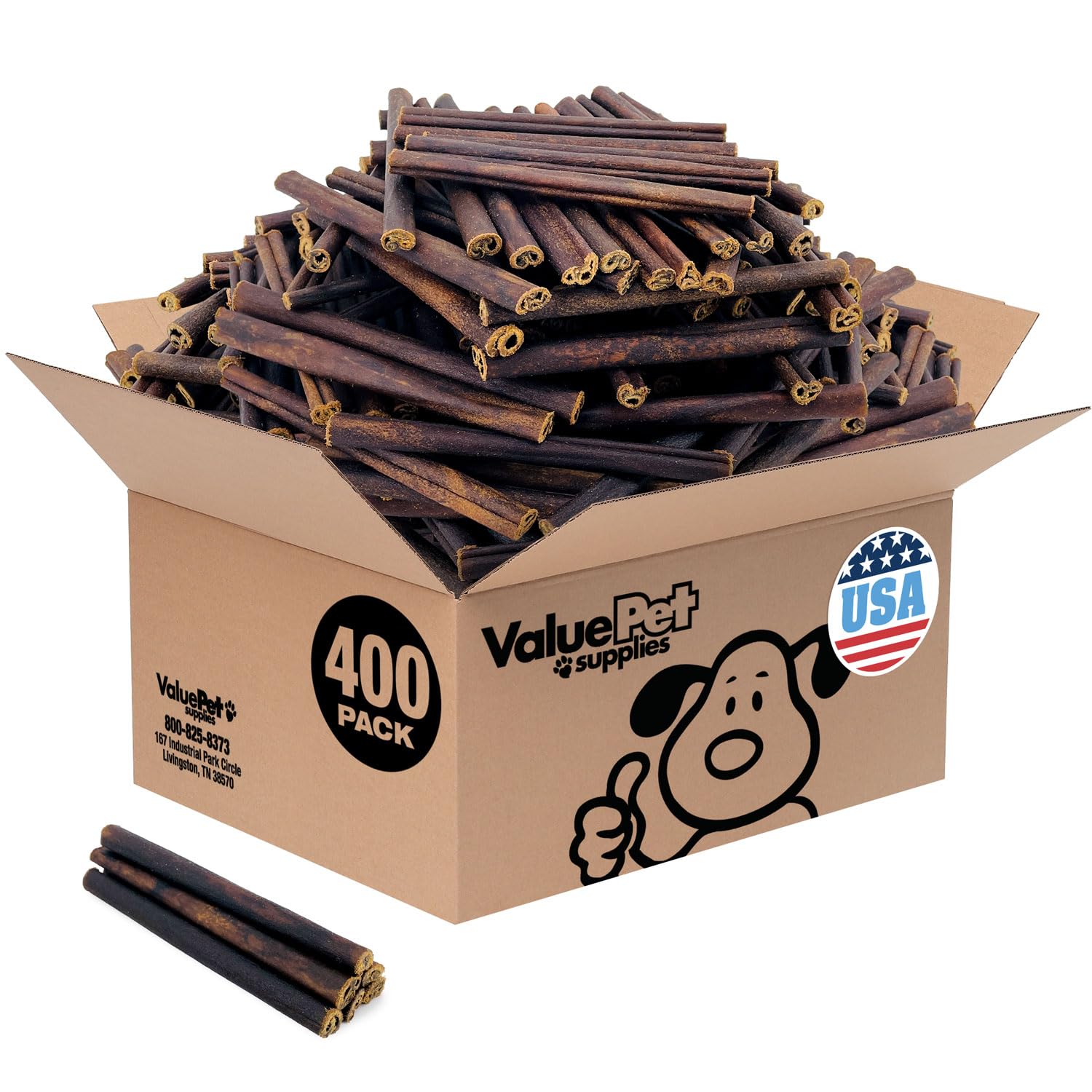 ValueBull USA Collagen Sticks for Small Dogs, 6 Inch Thin Chews, Natural Dog Treats, 400 Count Wholesale Pack - Promotes Joint, 